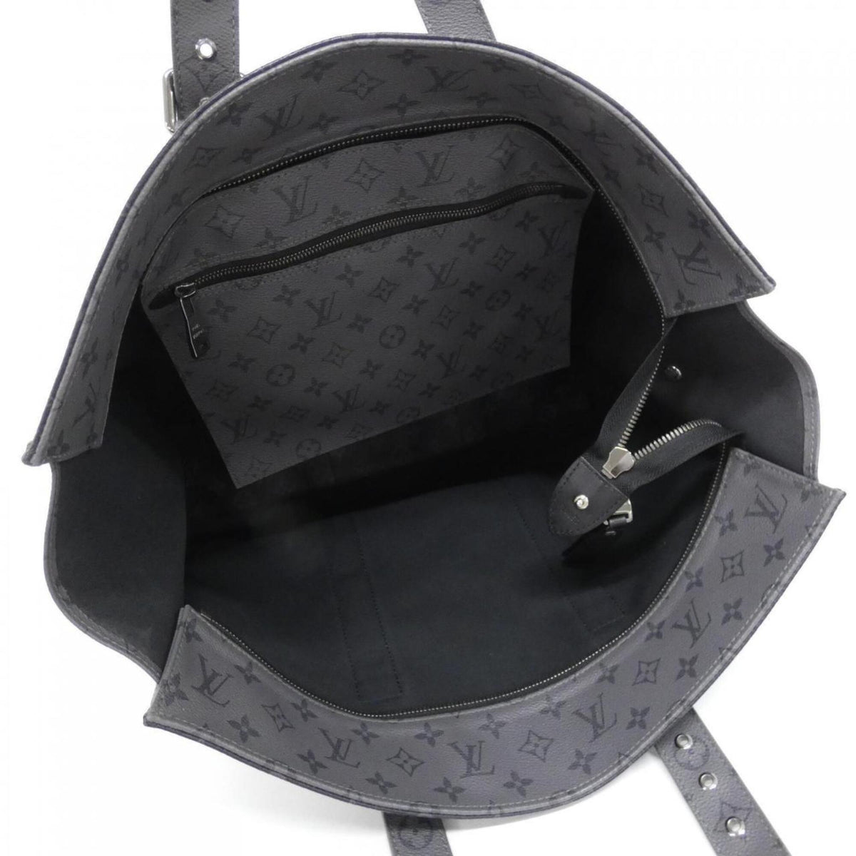 Louis Vuitton Black Gris Coated Canvas Handbag Pouch (Pre-Owned)