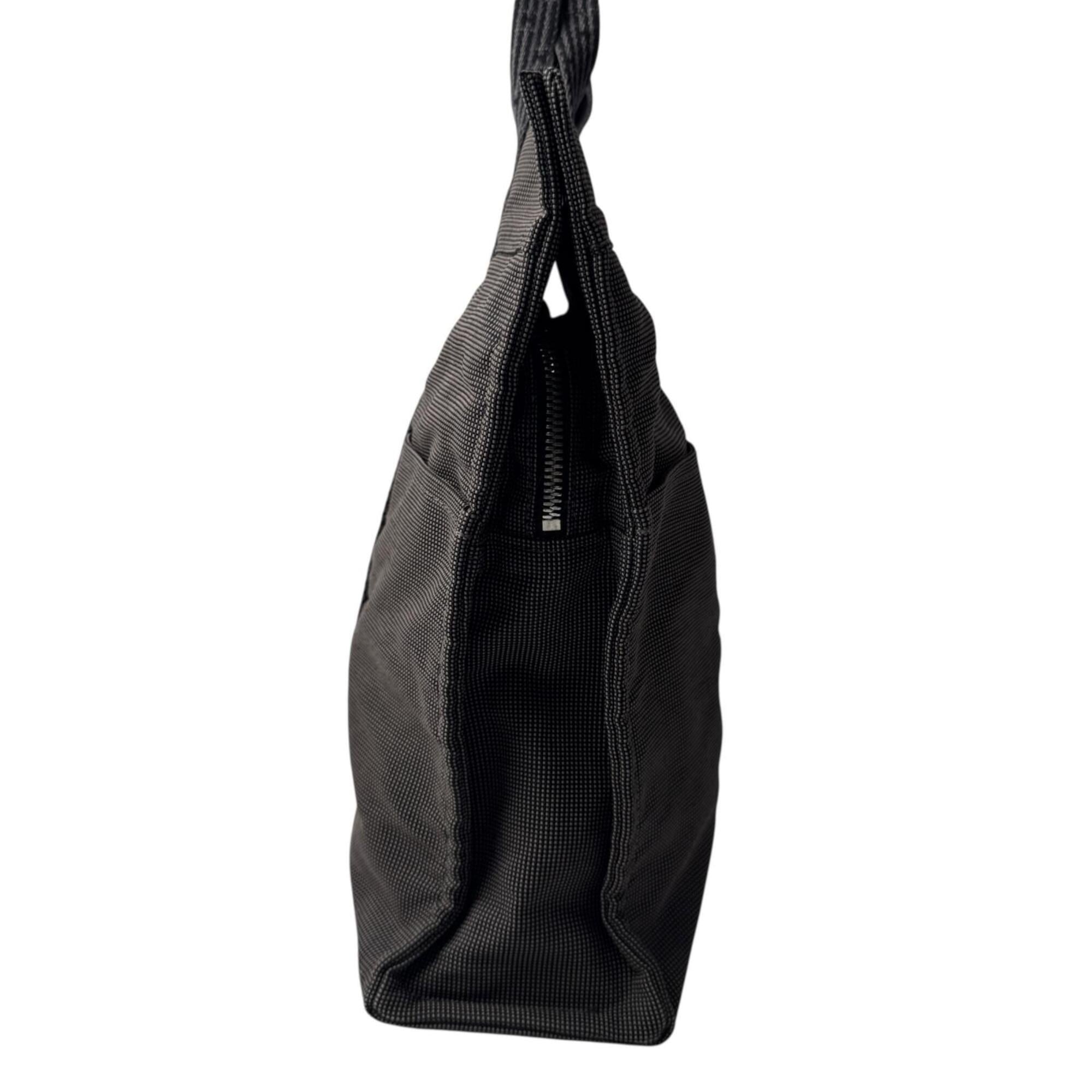 Hermes Dark Gray Gray Nylon Canvas Tote Bag (Pre-Owned)