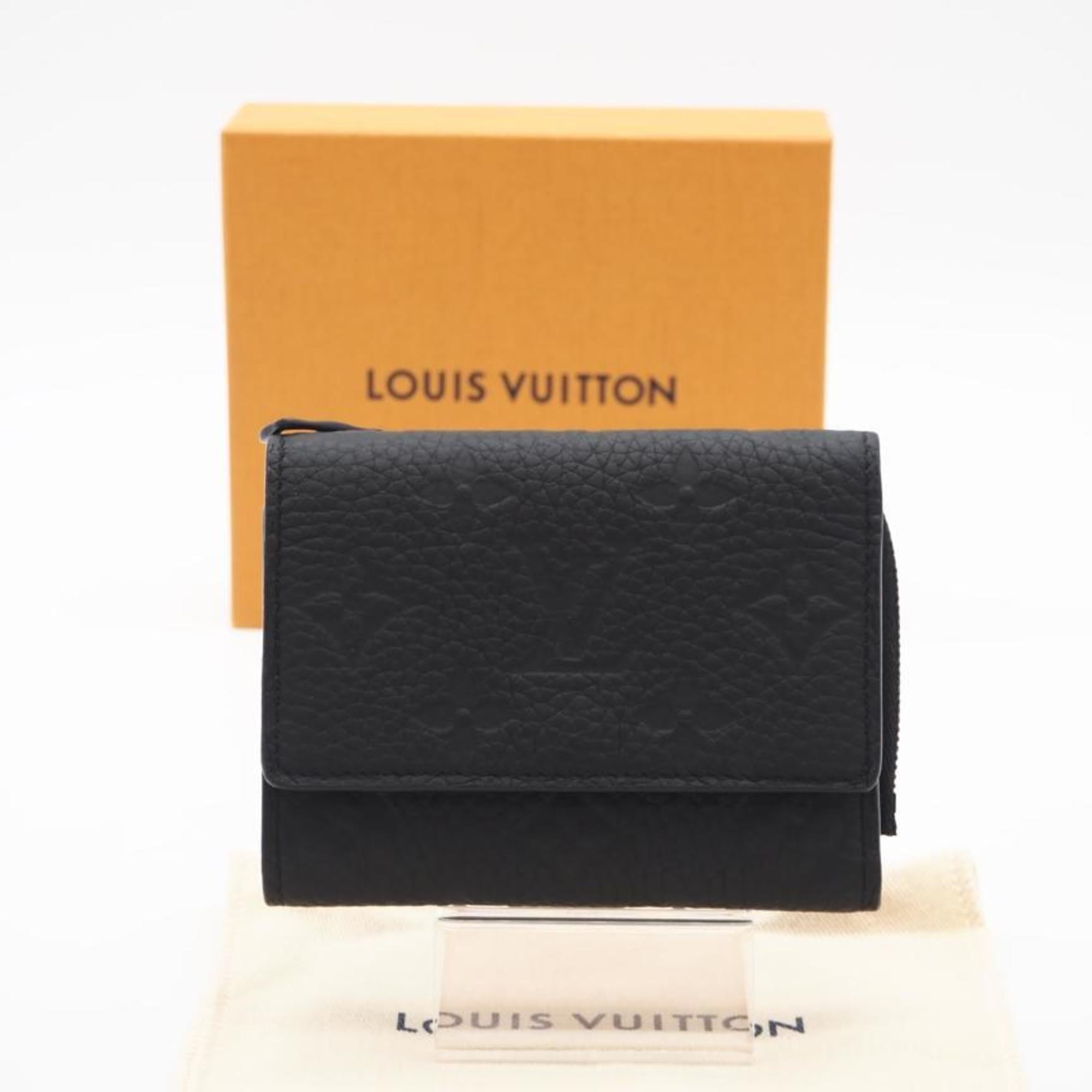 Louis Vuitton Black Leather Wallet (Tri-Fold) (Pre-Owned)