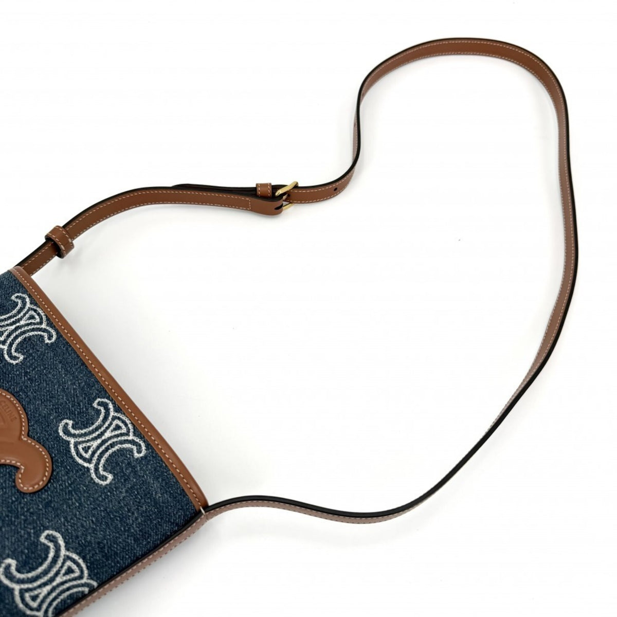 Celine Brown Denim Leather Shoulder Bag (Pre-Owned)