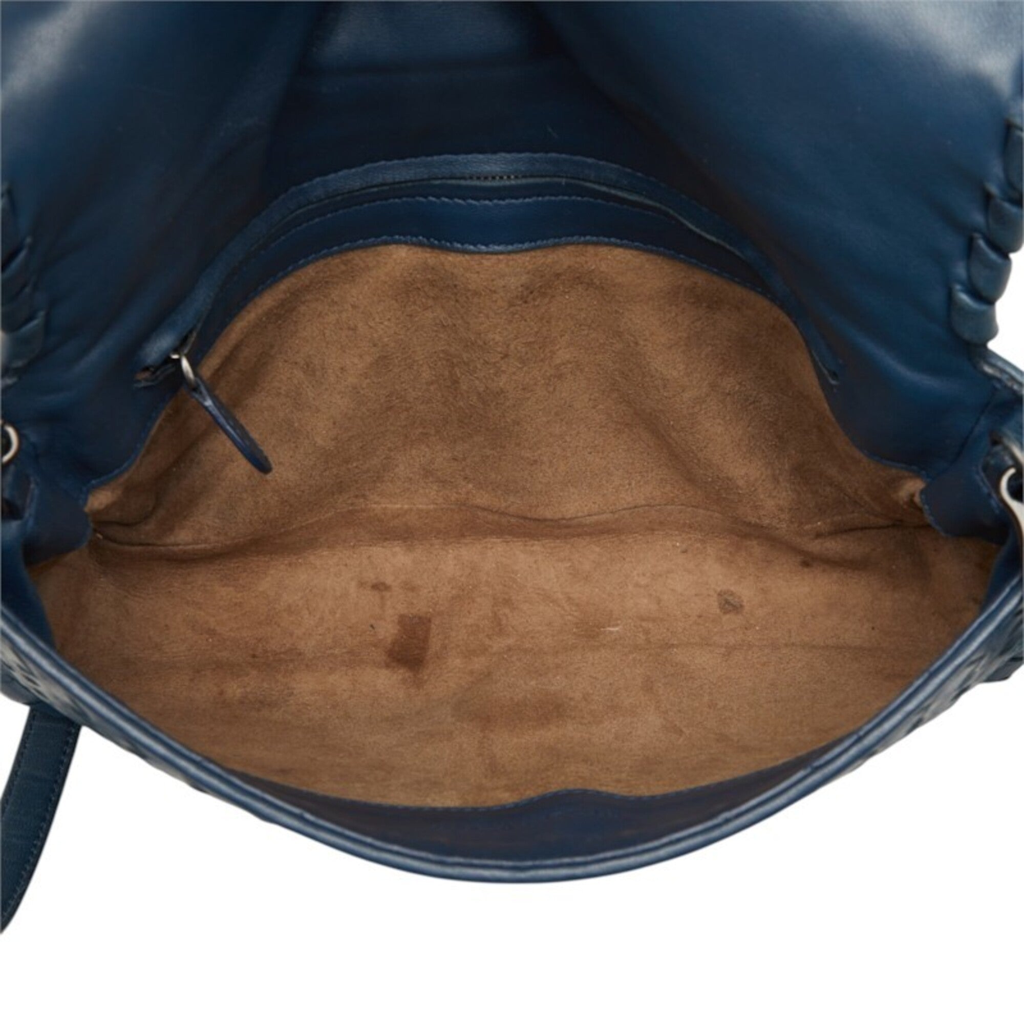 Bottega Veneta Navy Intrecciato Shoulder Bag (Pre-Owned)