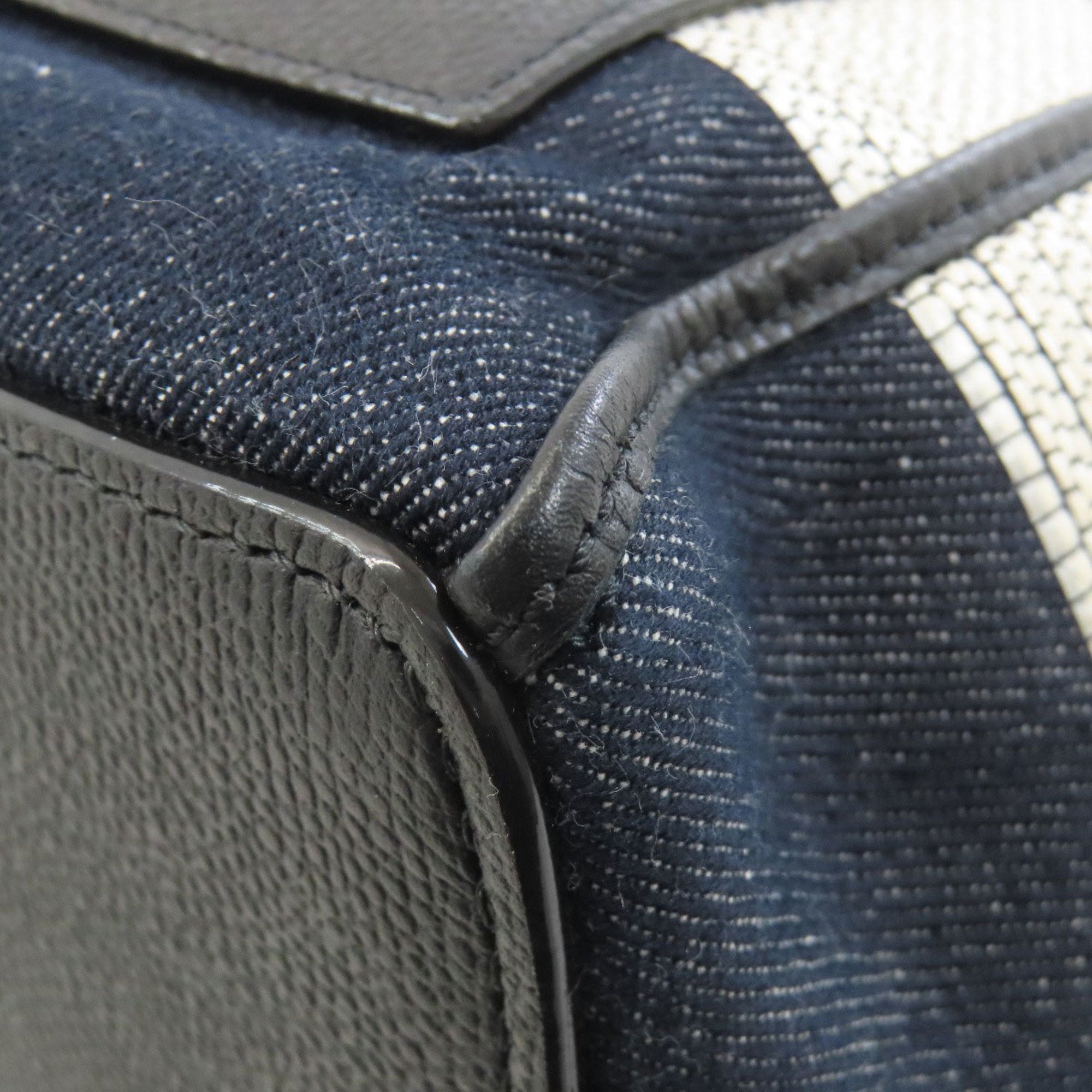Valextra Black Navy White Canvas Tote Bag (Pre-Owned)