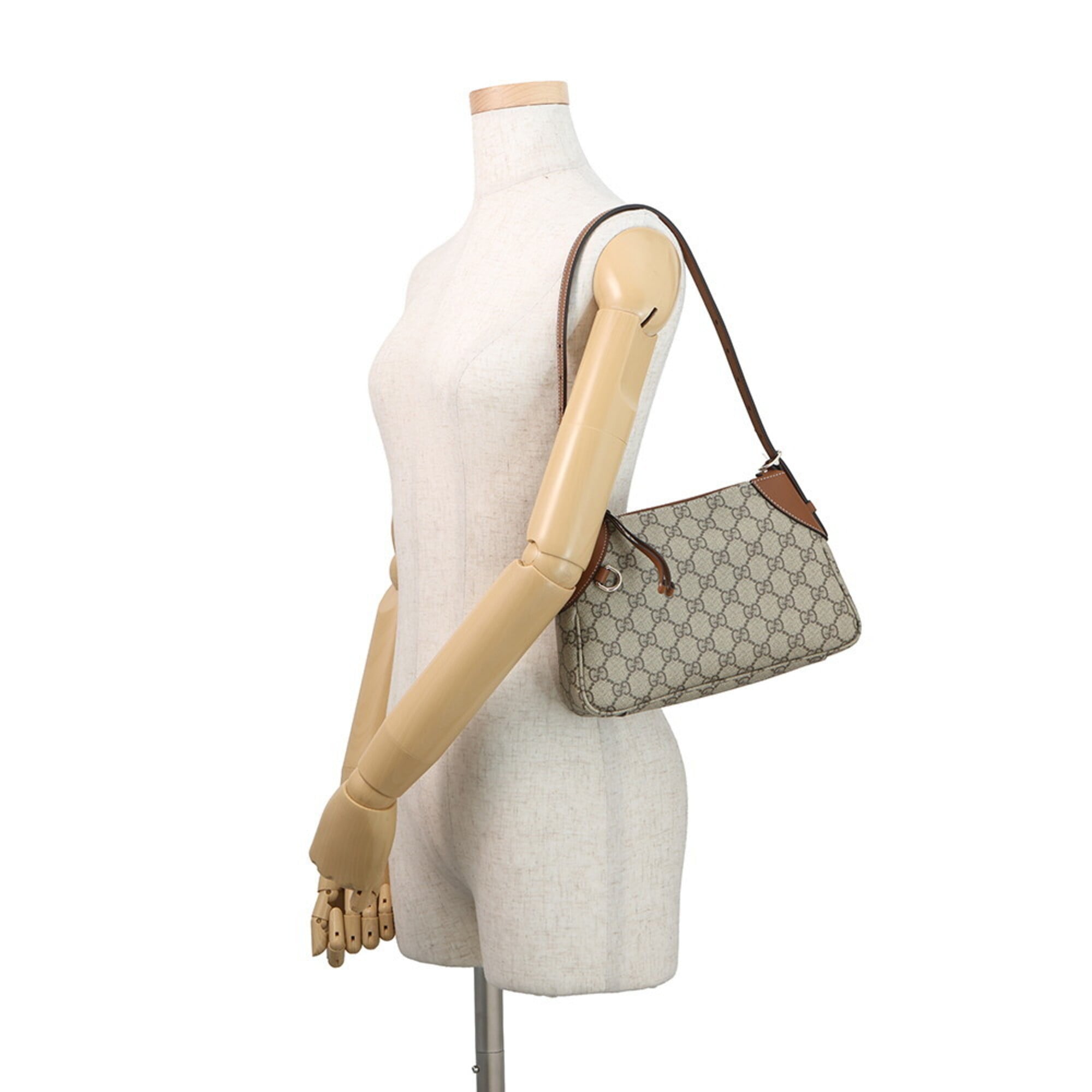 Gucci Beige Brown Gg Supreme Leather Handbag Shoulder Bag (Pre-Owned)