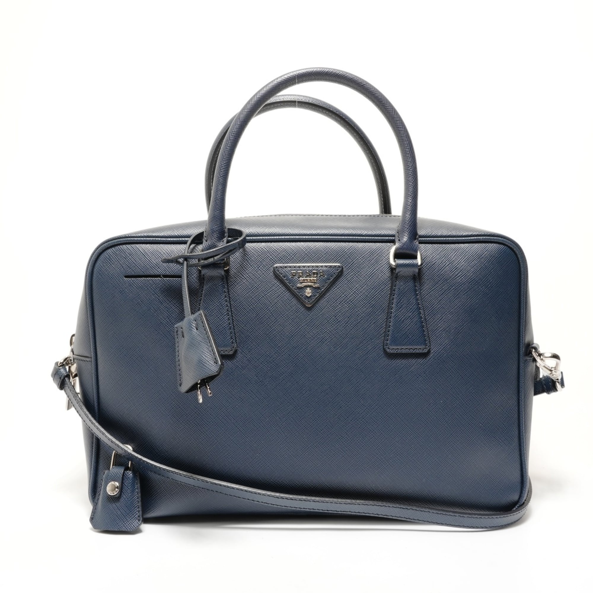 Prada Saffiano Navy Handbag (Pre-Owned)