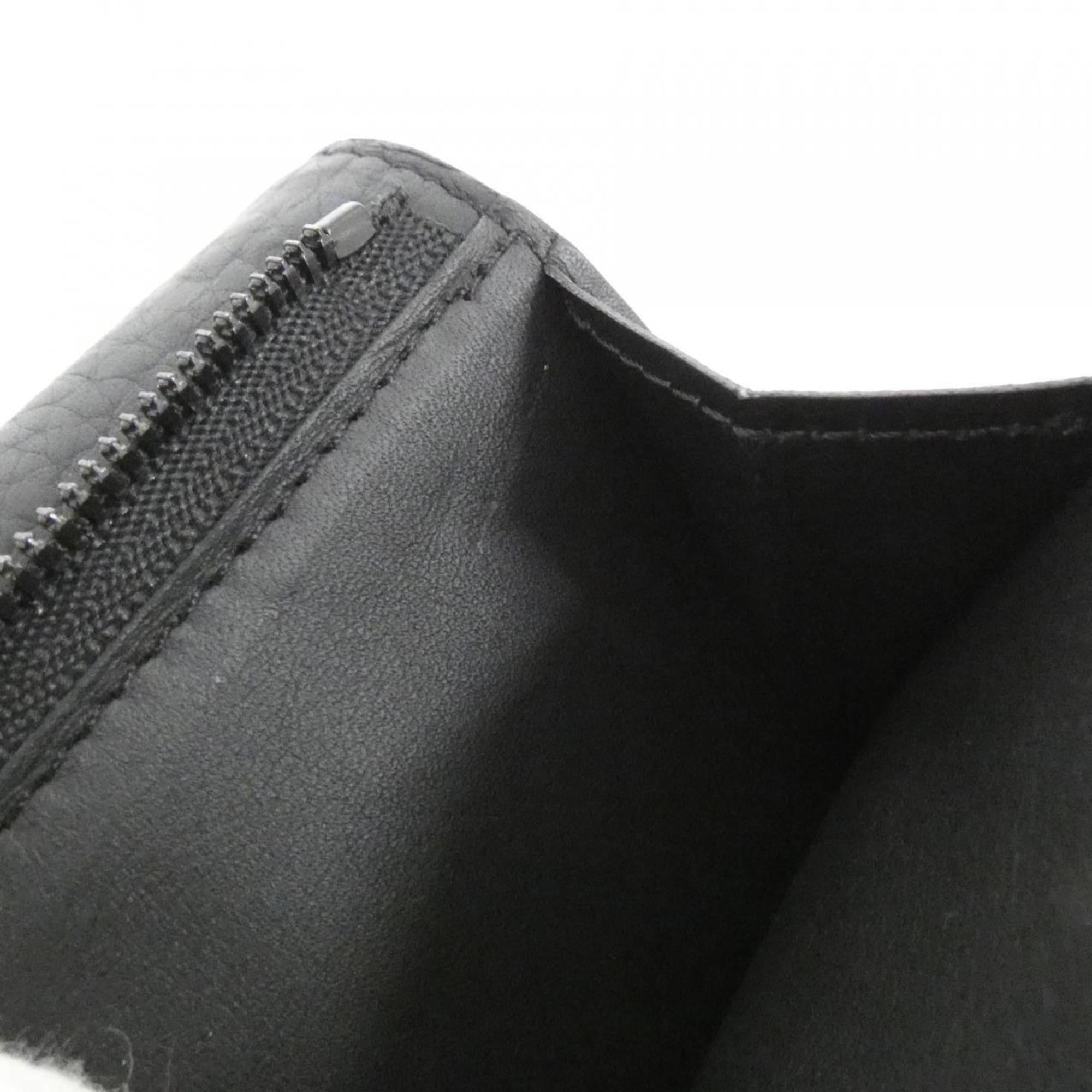 Louis Vuitton Black Leather Wallet (Tri-Fold) (Pre-Owned)