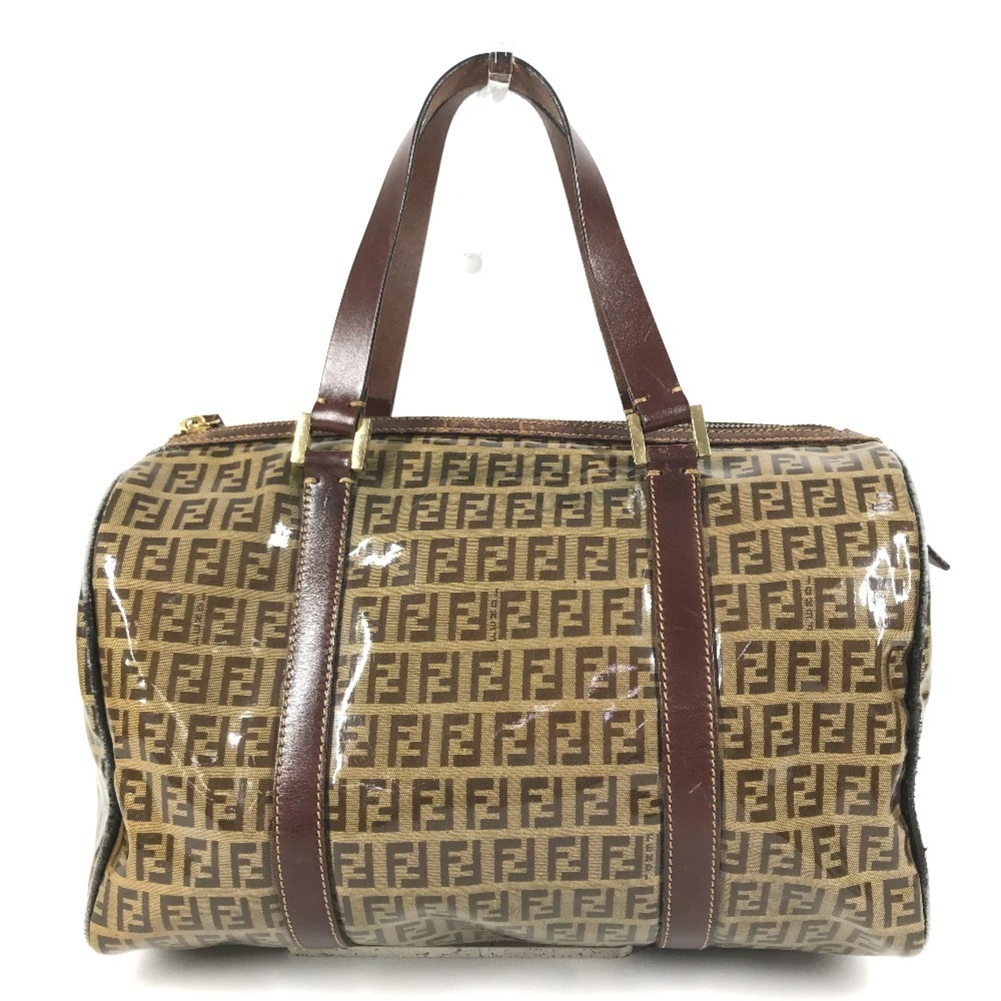 Fendi Brown Zucca Boston Bag Handbag (Pre-Owned)