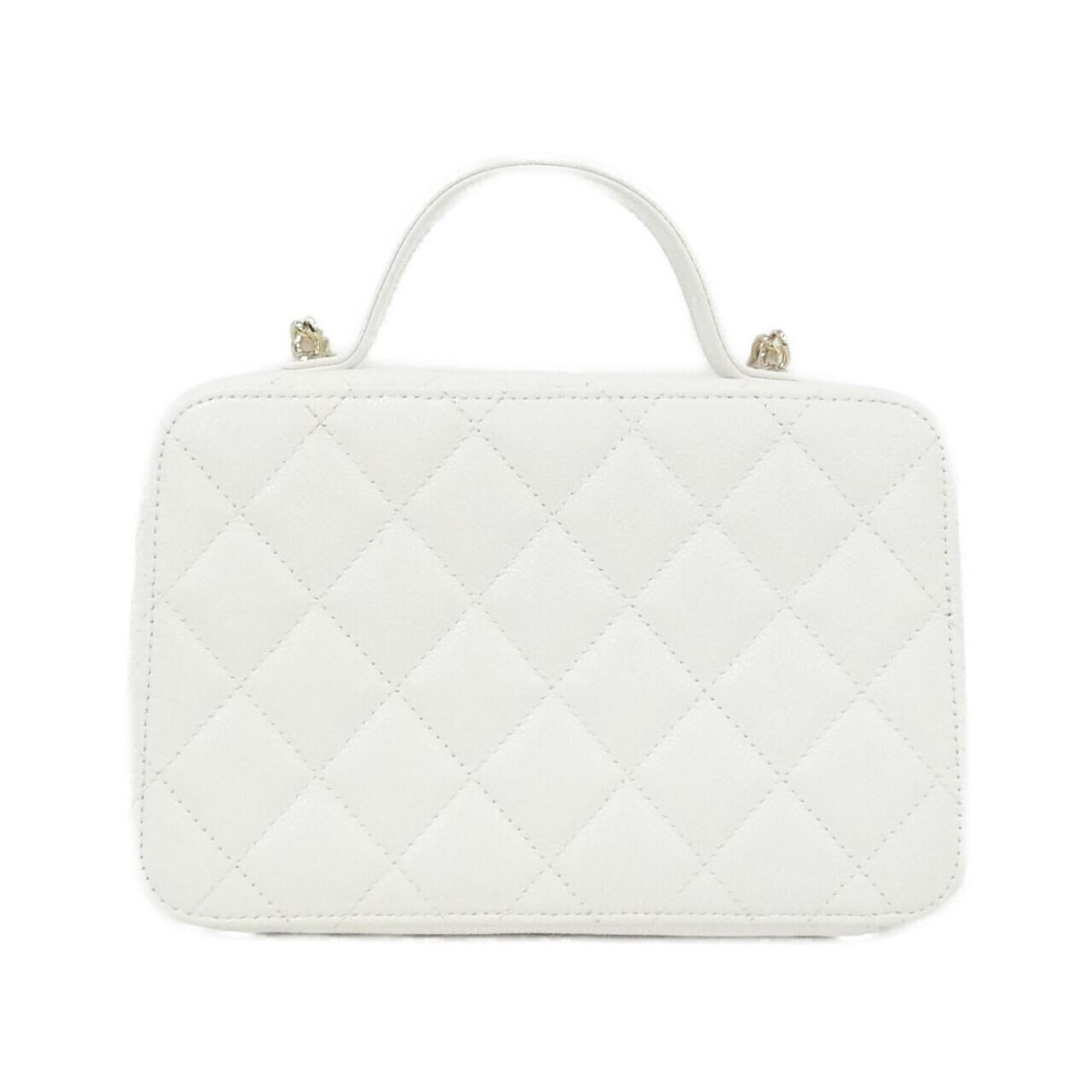 Chanel White Grained Calfskin Handbag (Pre-Owned)