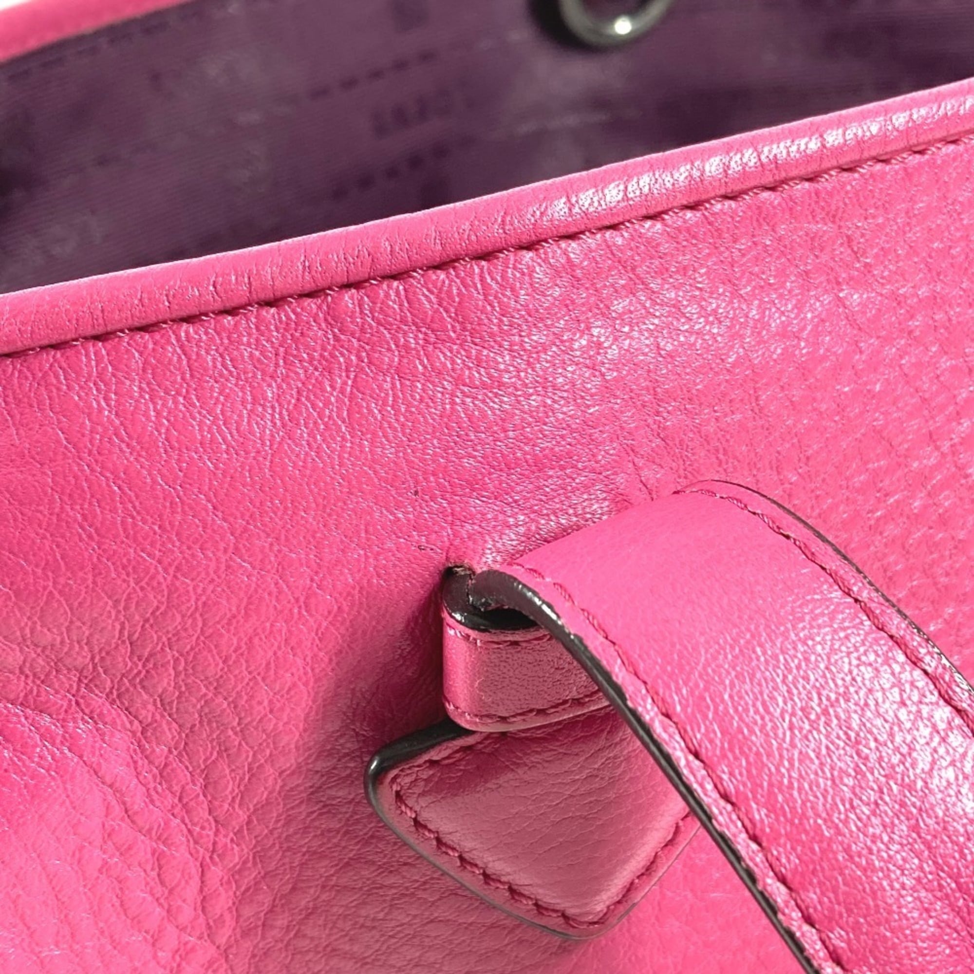 Loewe Pink Leather Shoulder Bag Tote Bag (Pre-Owned)