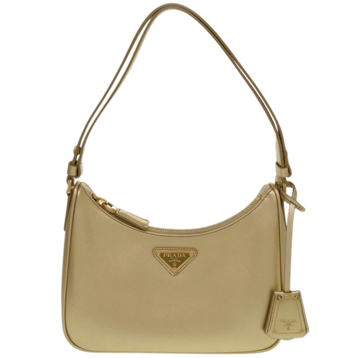 Prada Gold Leather Shoulder Bag (Pre-Owned)