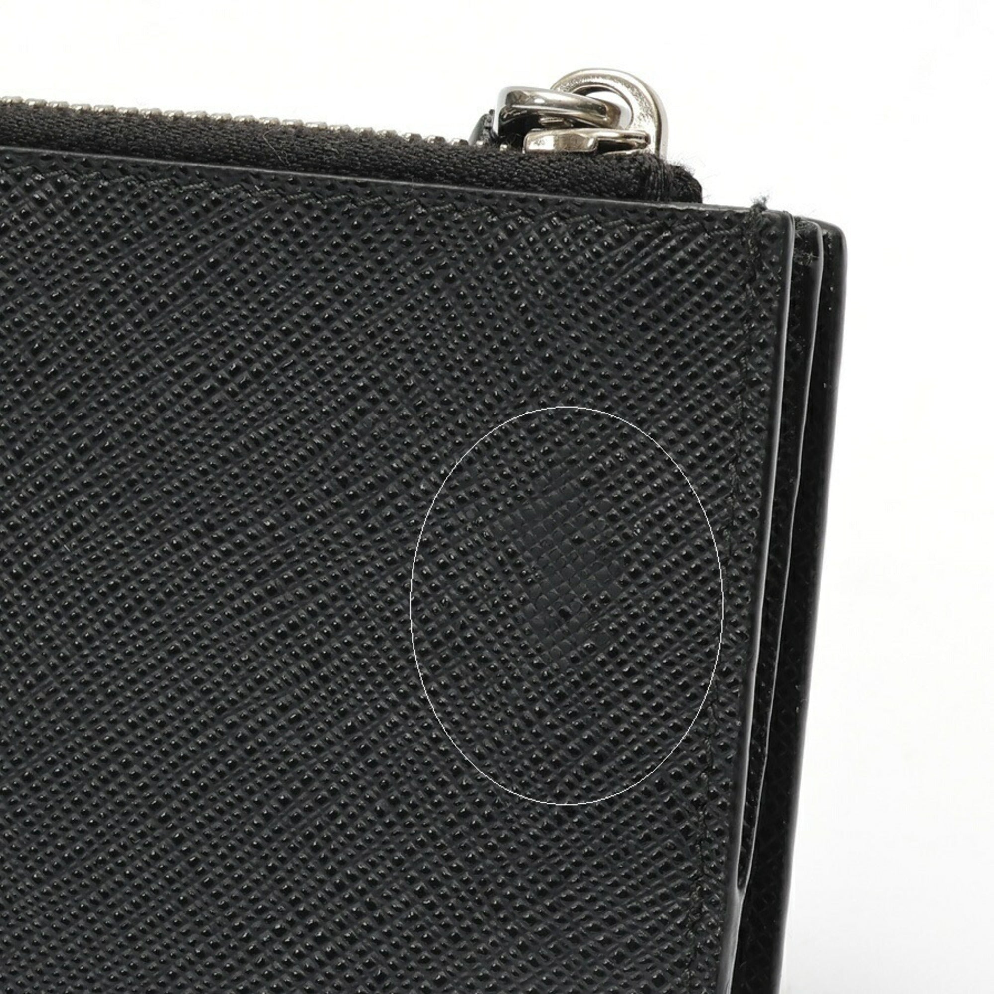 Prada Black Saffiano Triangle Wallet (Bi-Fold) (Pre-Owned)