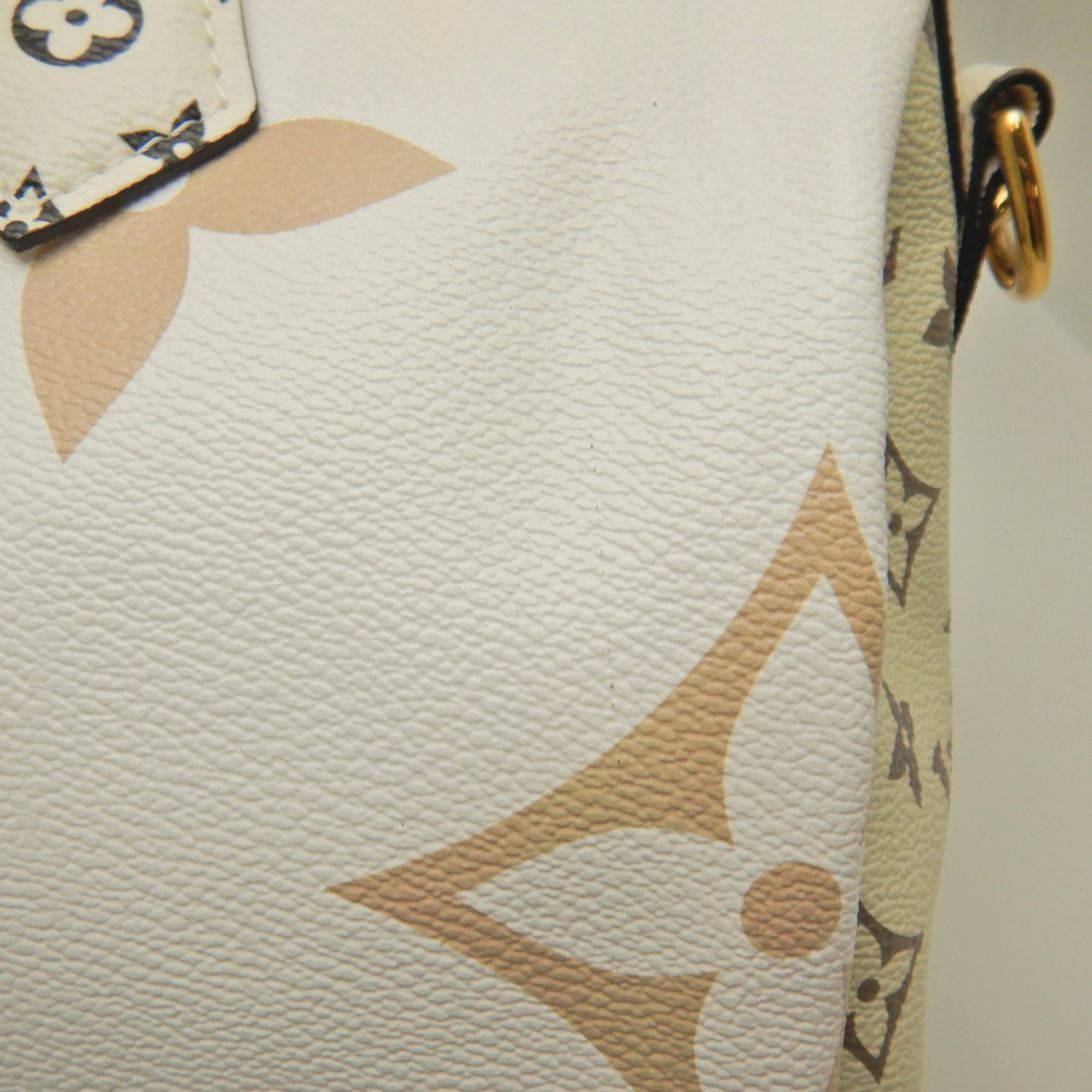 Louis Vuitton Beige Khaki White Coated Canvas Handbag (Pre-Owned)
