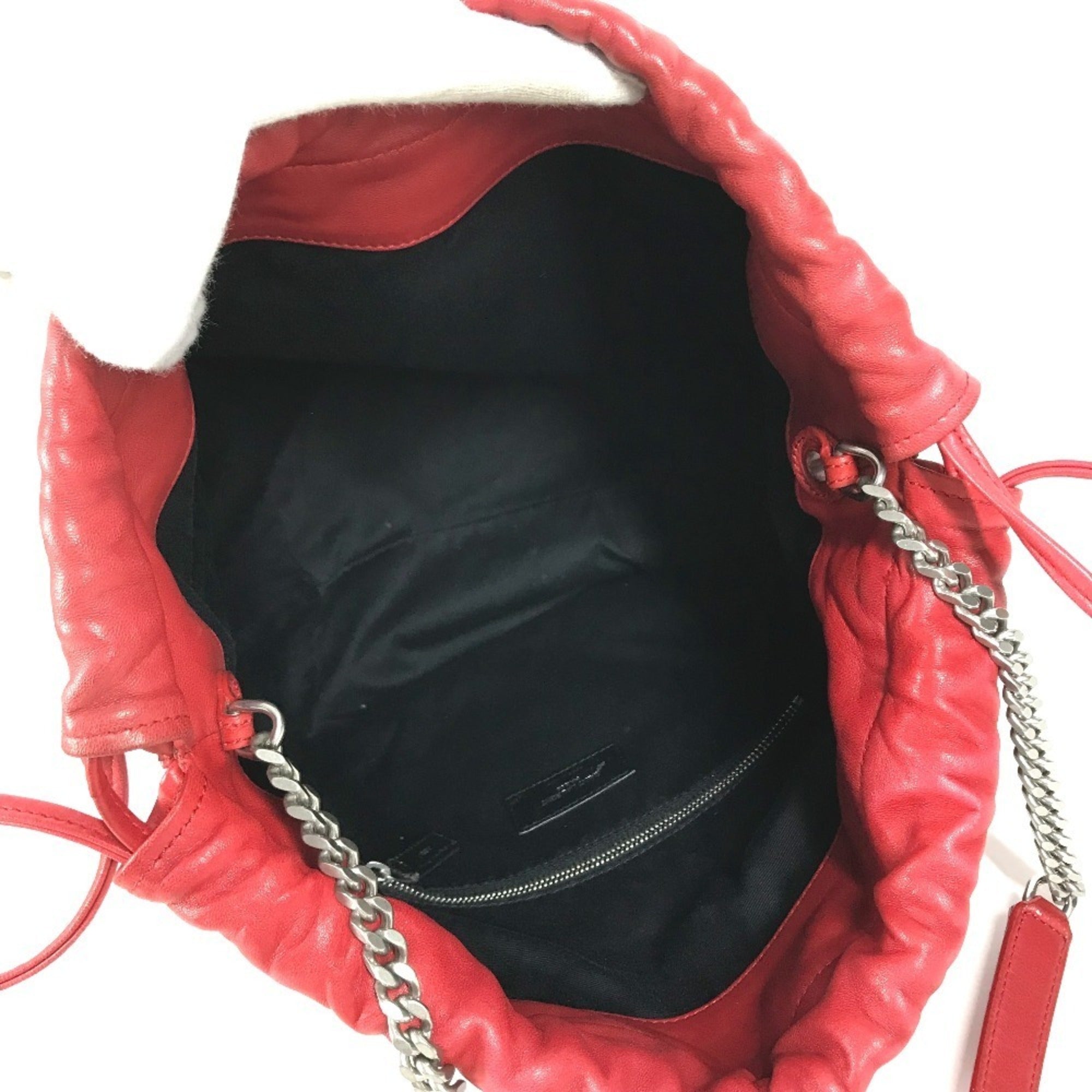Yves Saint Laurent Red Color Leather Shoulder Bag (Pre-Owned)