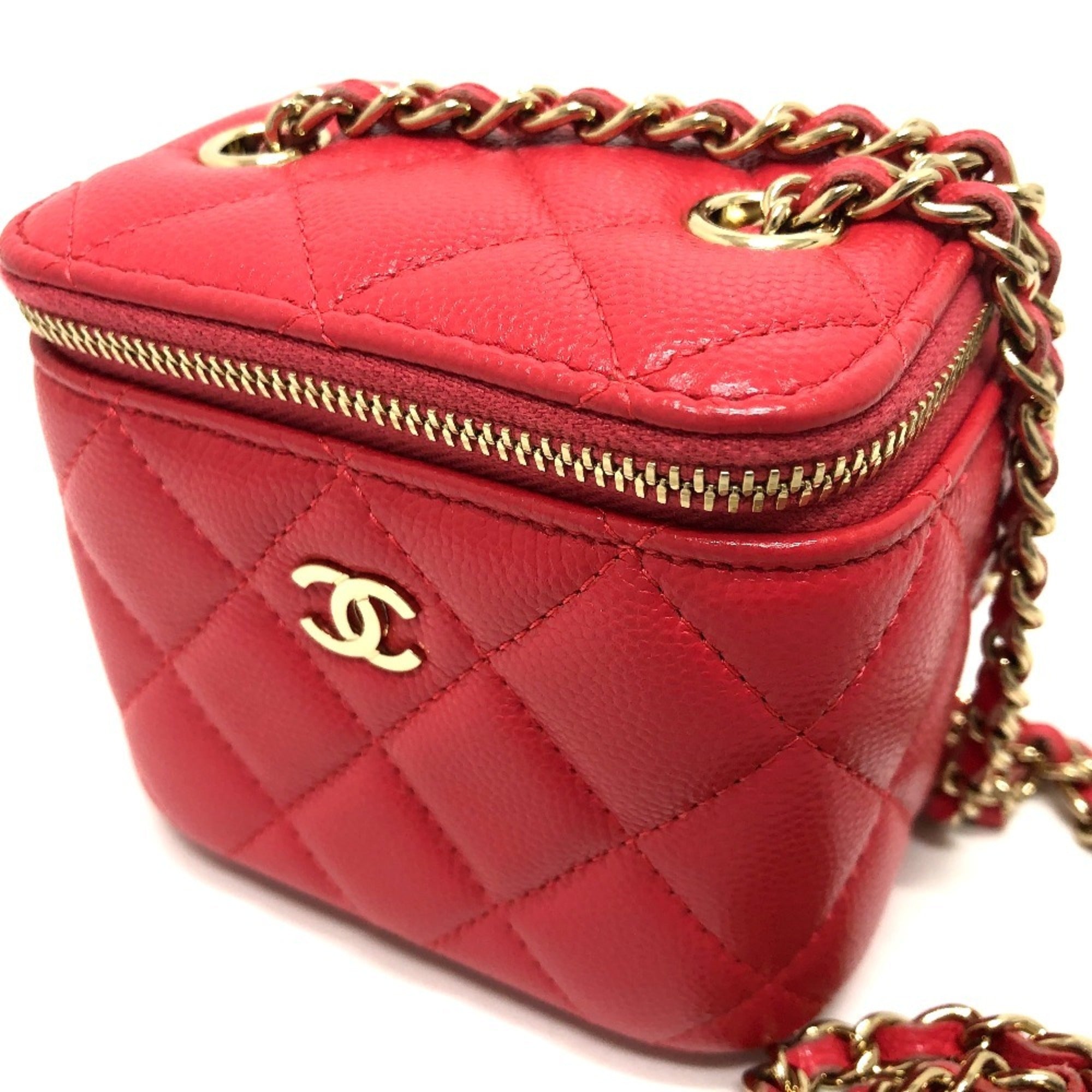 Chanel Pink Caviar Leather Shoulder Bag Vanity Bag (Pre-Owned)