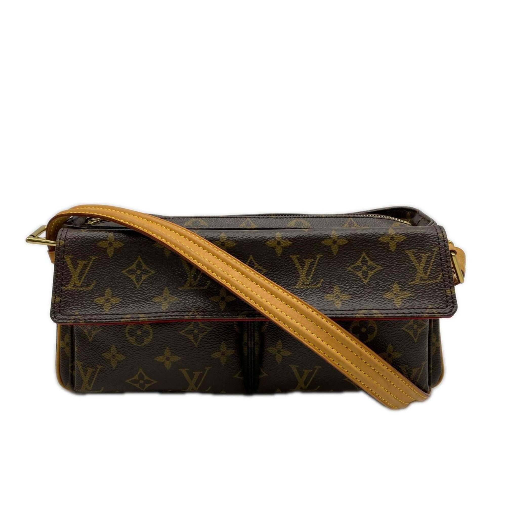 Louis Vuitton Monogram Beige Brown Coated Canvas Leather Handbag (Pre-Owned)