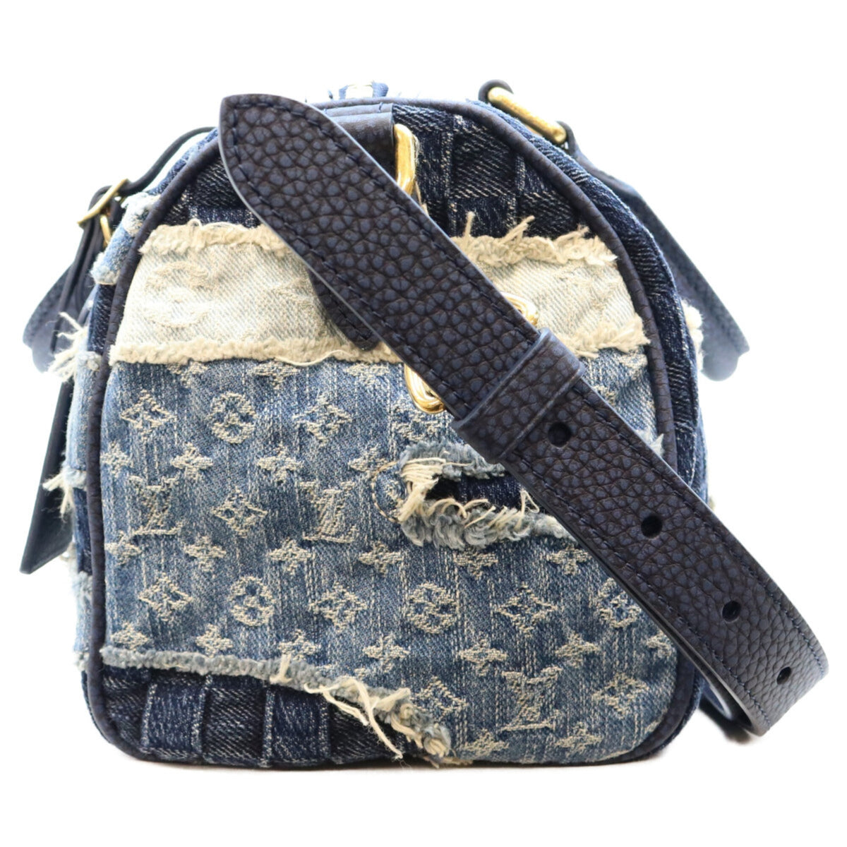Louis Vuitton Gold Monogram Denim Boston Bag Shoulder Bag (Pre-Owned)