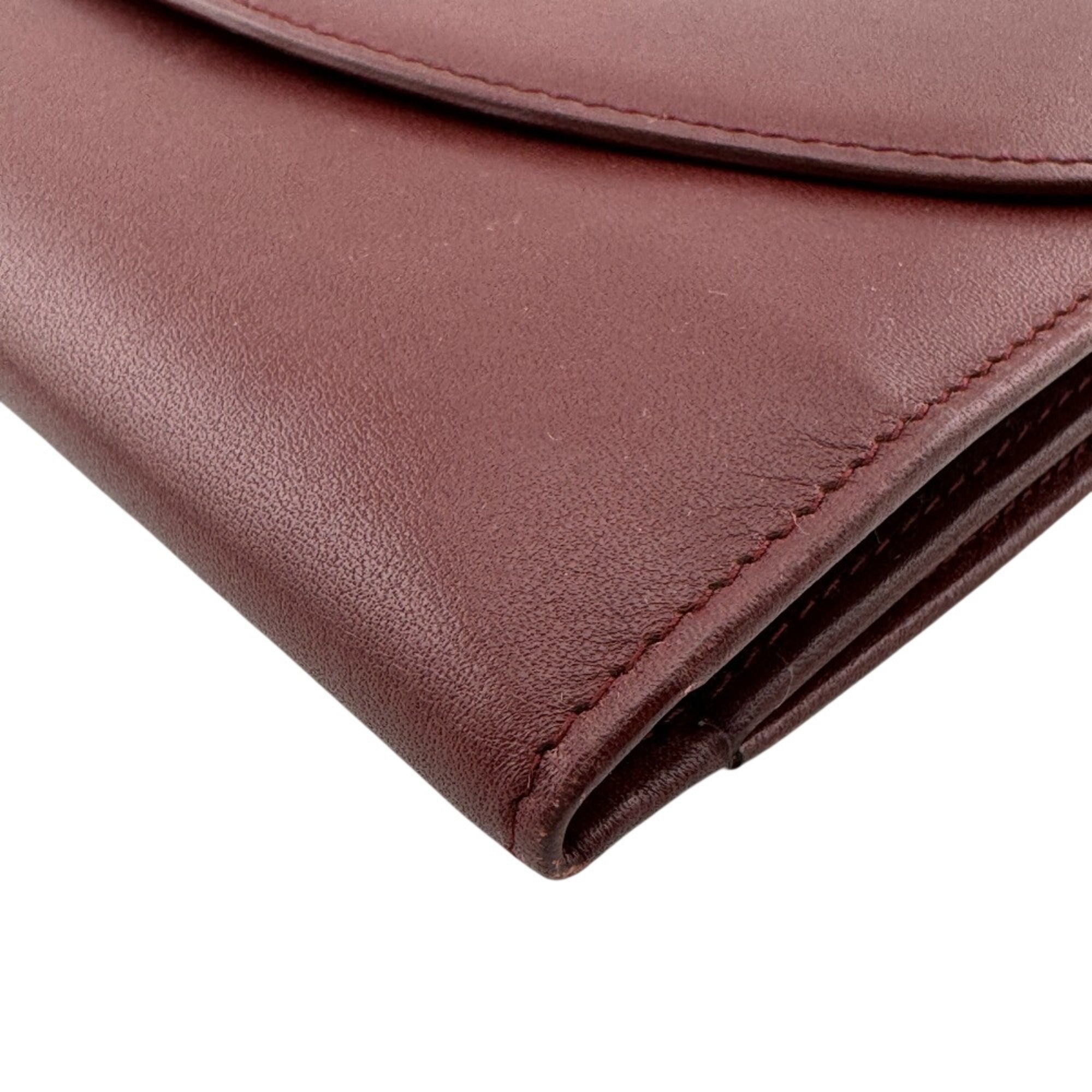 Cartier Must Red Color Leather Long Wallet (Bi-Fold) (Pre-Owned)