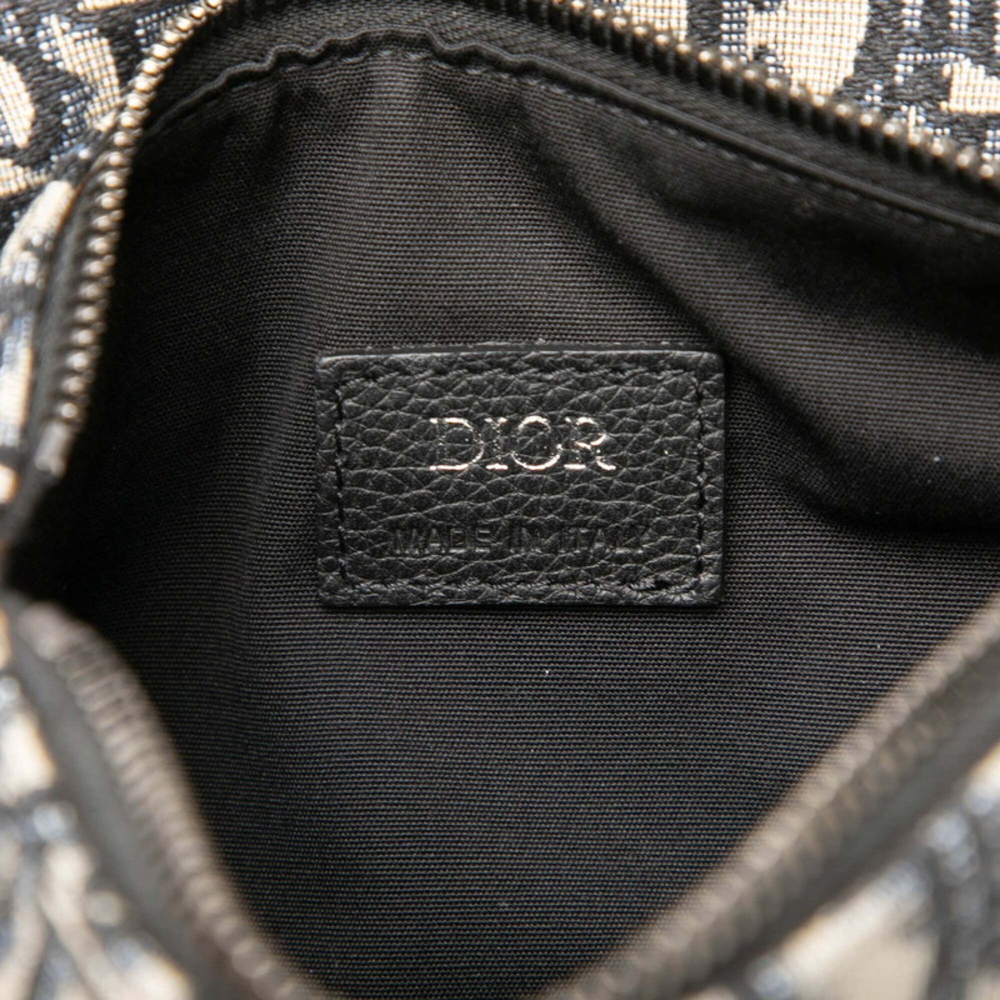 Christian Dior Beige Navy Black Canvas Leather Sling Bag (Pre-Owned)