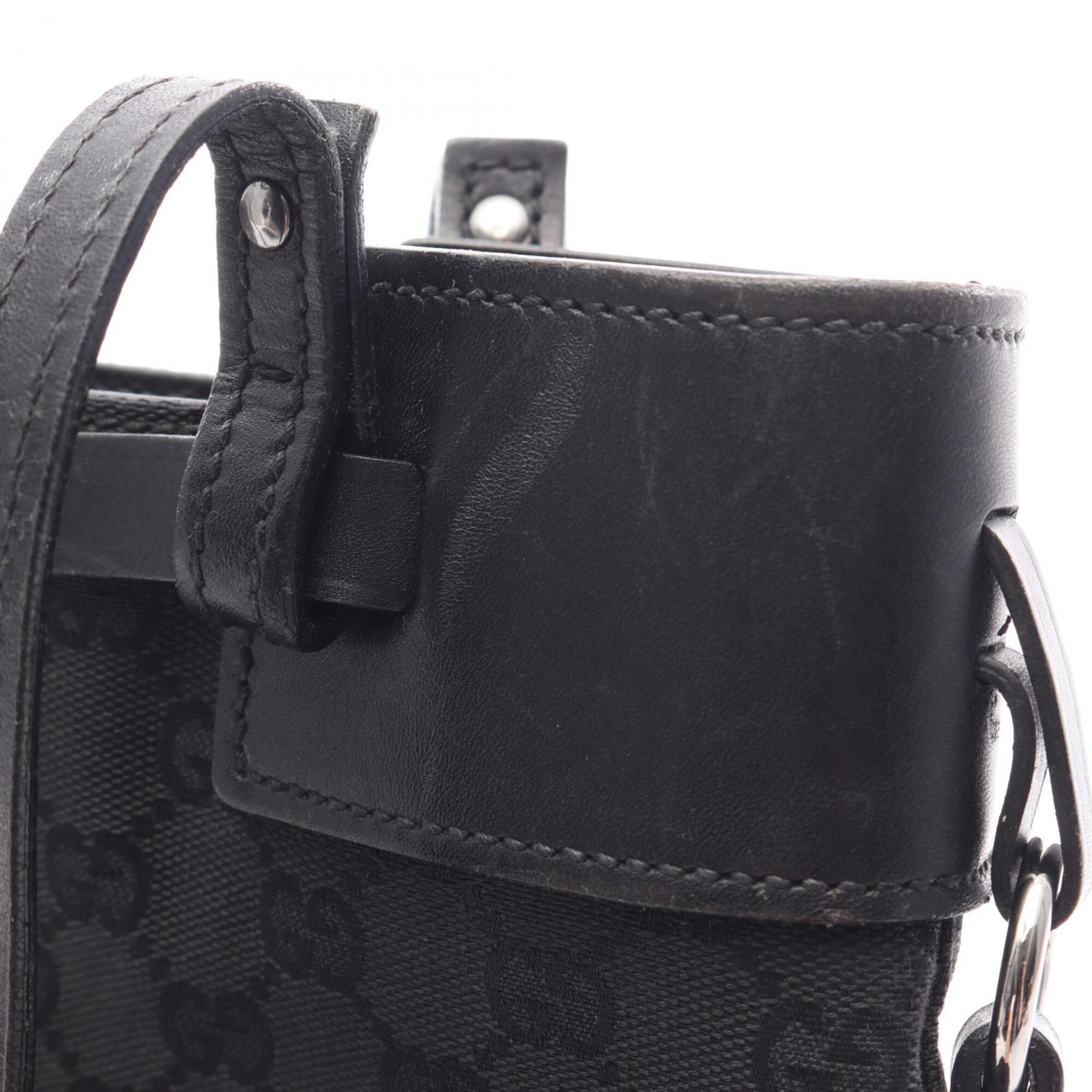 Gucci Black Canvas Leather Tote Bag (Pre-Owned)