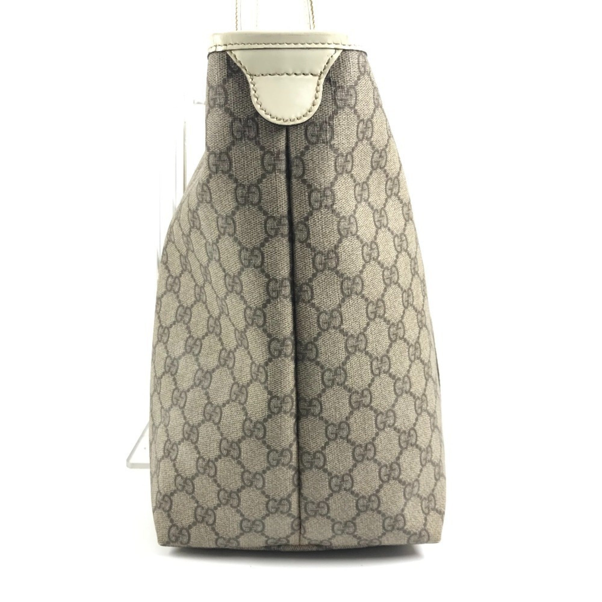 Gucci Beige White Gg Supreme Canvas Leather Shoulder Bag Tote Bag (Pre-Owned)