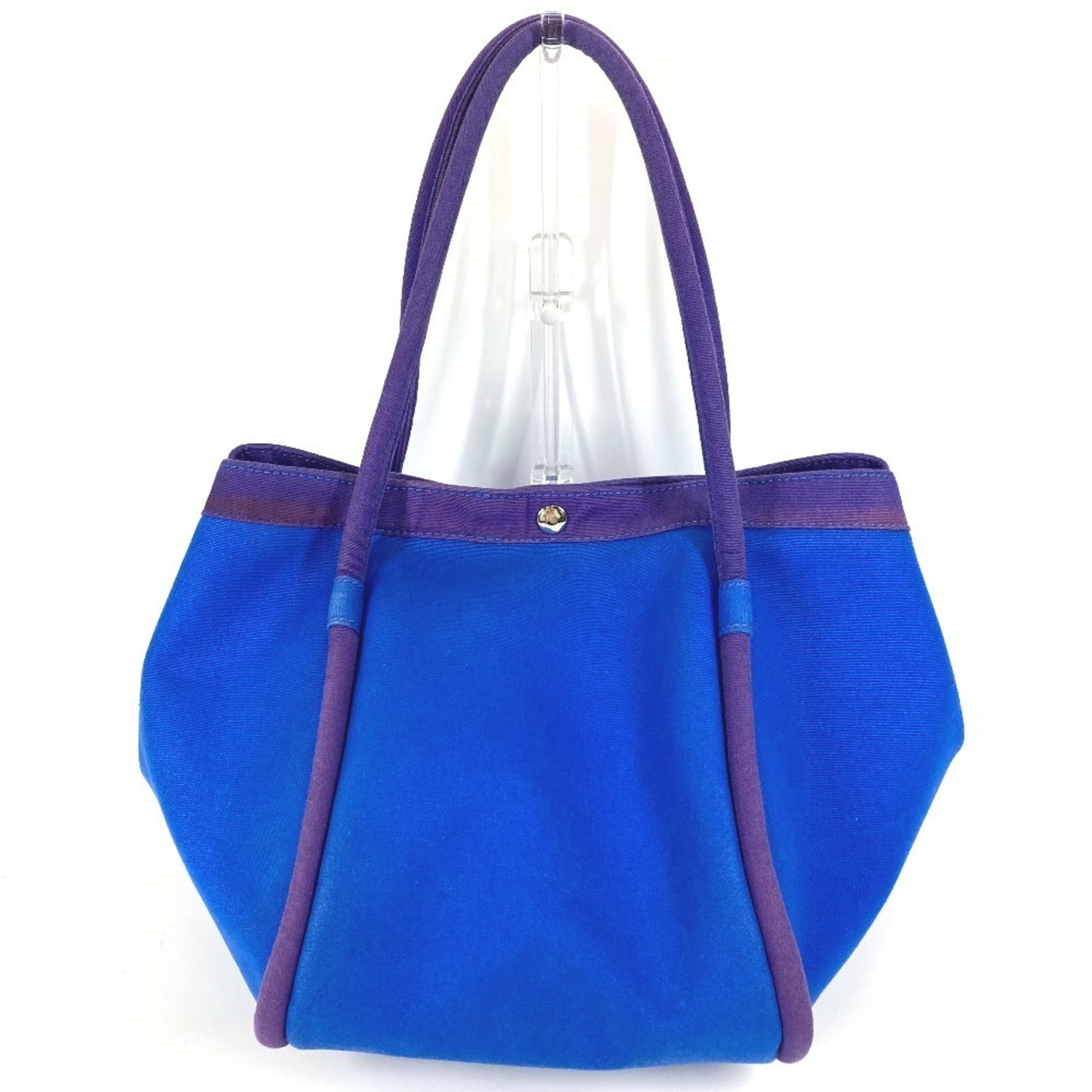Hermes Blue Canvas Handbag Tote Bag (Pre-Owned)