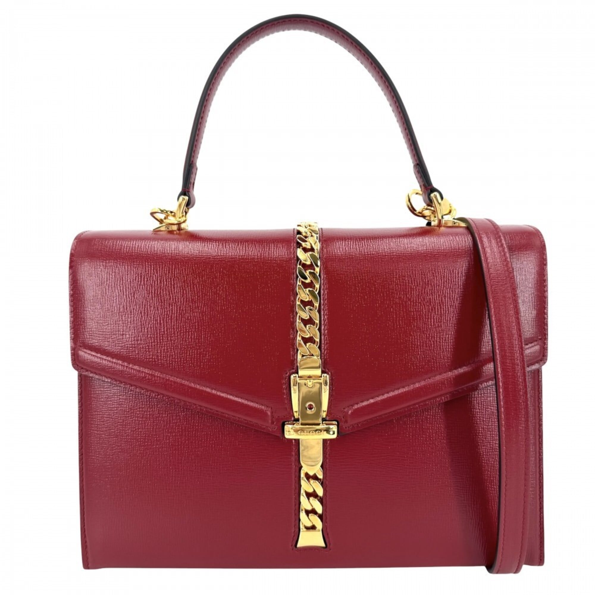 Gucci Red Color White Leather Handbag Shoulder Bag (Pre-Owned)
