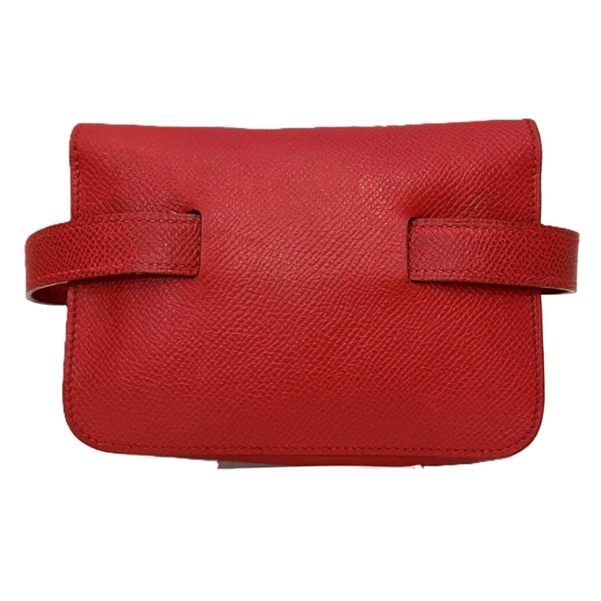Hermes Red Color Courchevel Leather Fanny Pack Pochette (Pre-Owned)