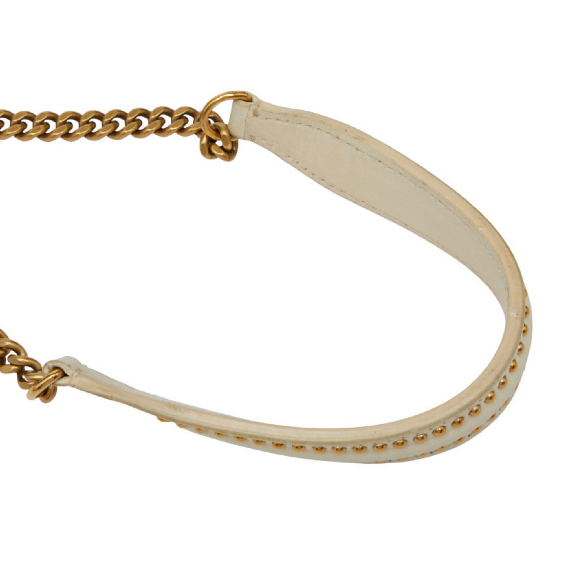 Christian Dior Gold Ivory White Leather Shoulder Bag (Pre-Owned)