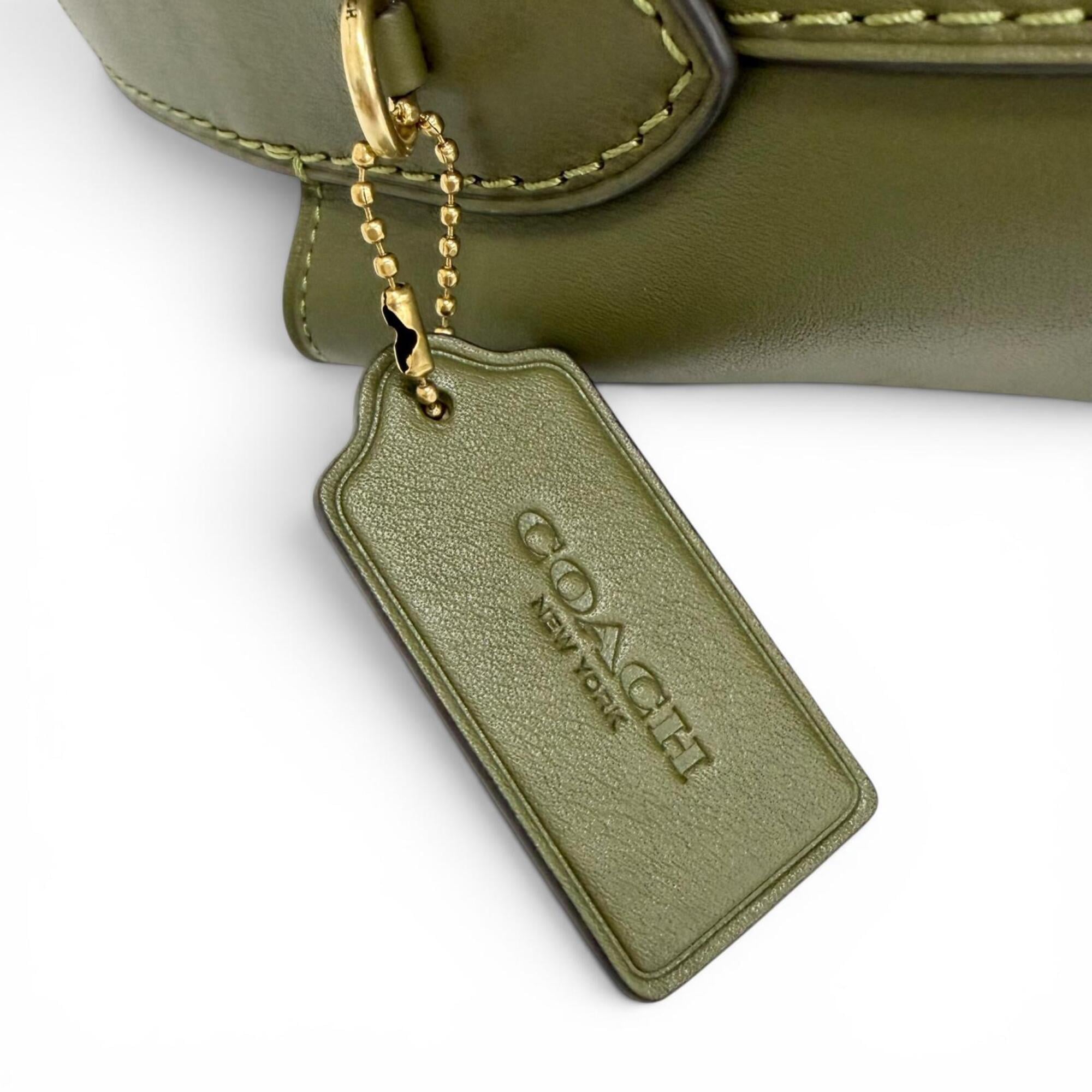 Coach Khaki Leather Pouch Shoulder Bag (Pre-Owned)