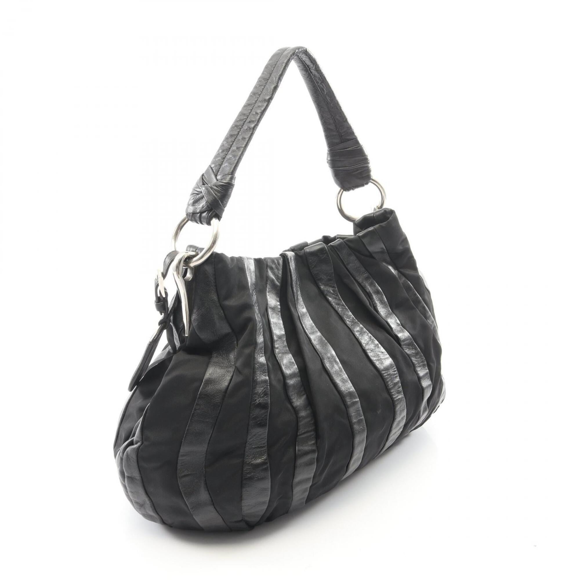 Prada Black Nylon Leather Handbag (Pre-Owned)