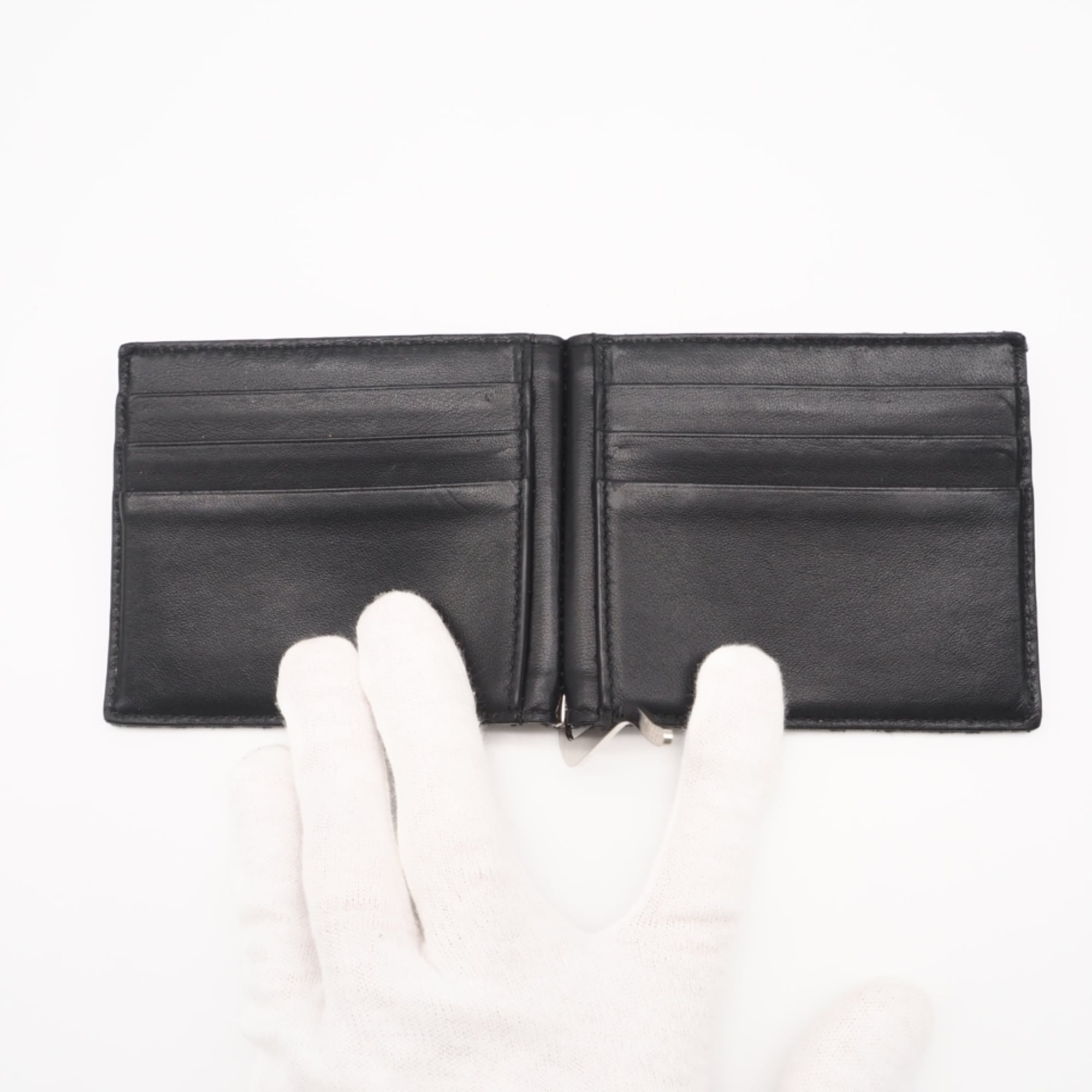 Christian Dior Black Gray Canvas Leather Money Clip (Pre-Owned)