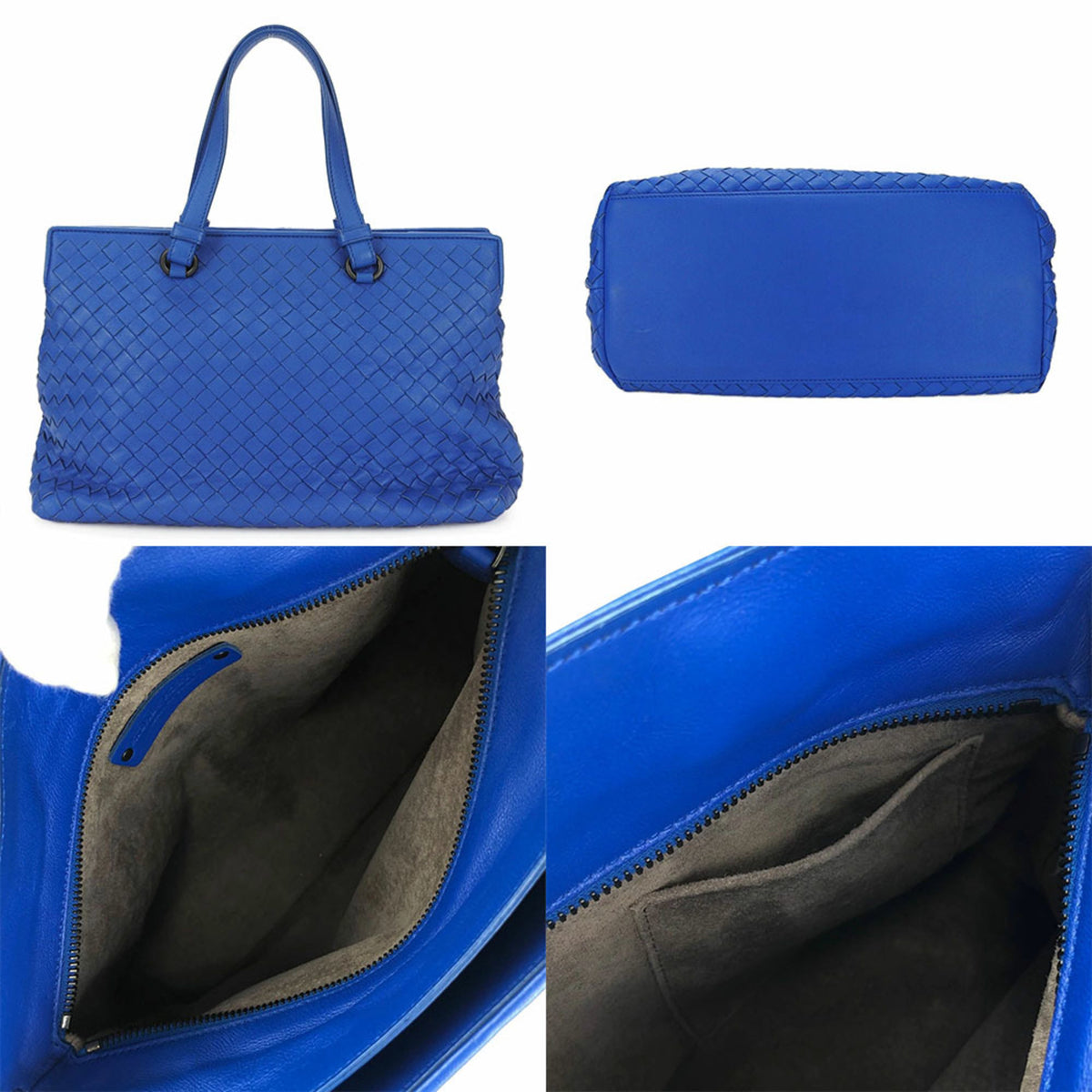 Bottega Veneta Intrecciato Blue Intrecciato Handbag (Pre-Owned)