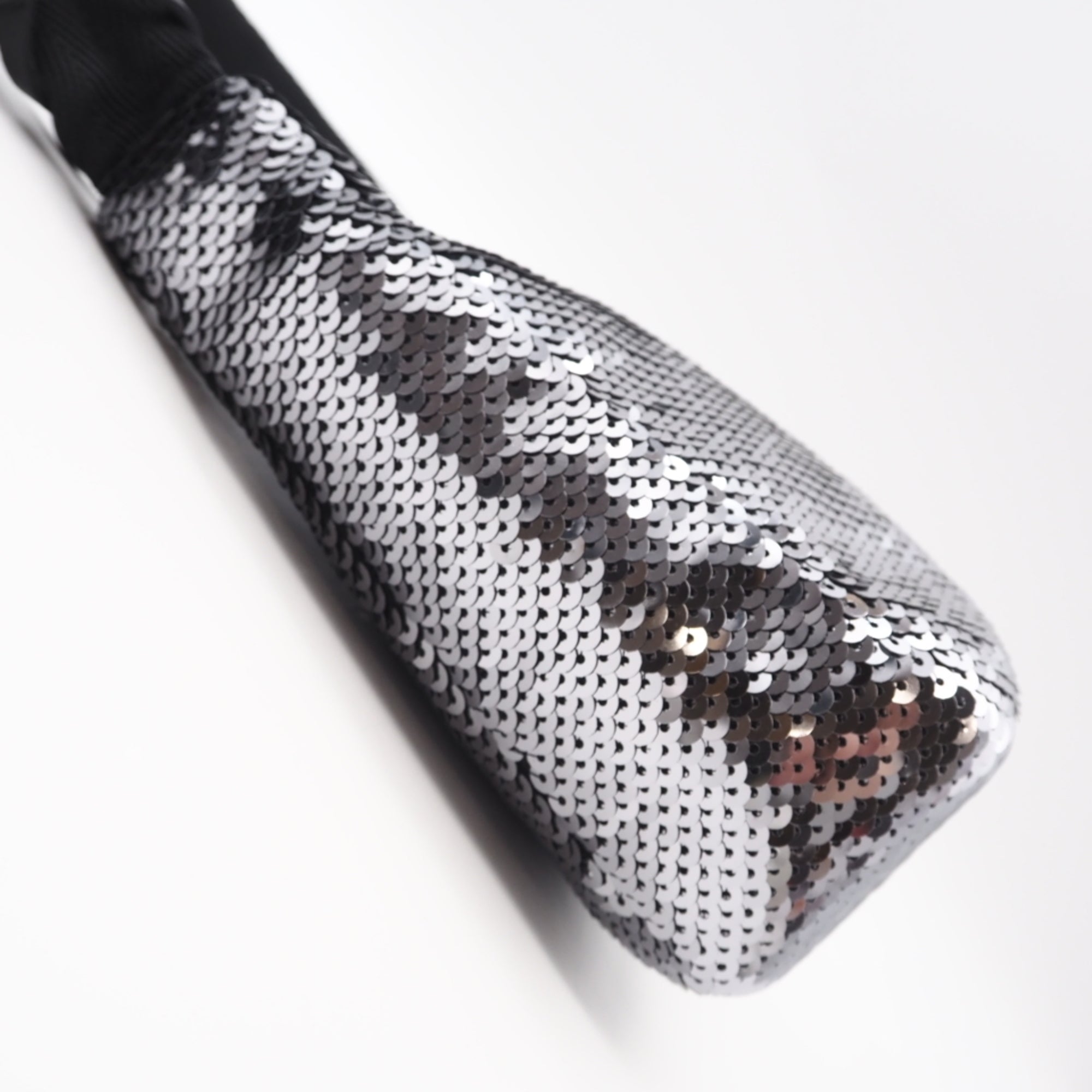 Prada Black Silver Nylon Spangles Handbag (Pre-Owned)