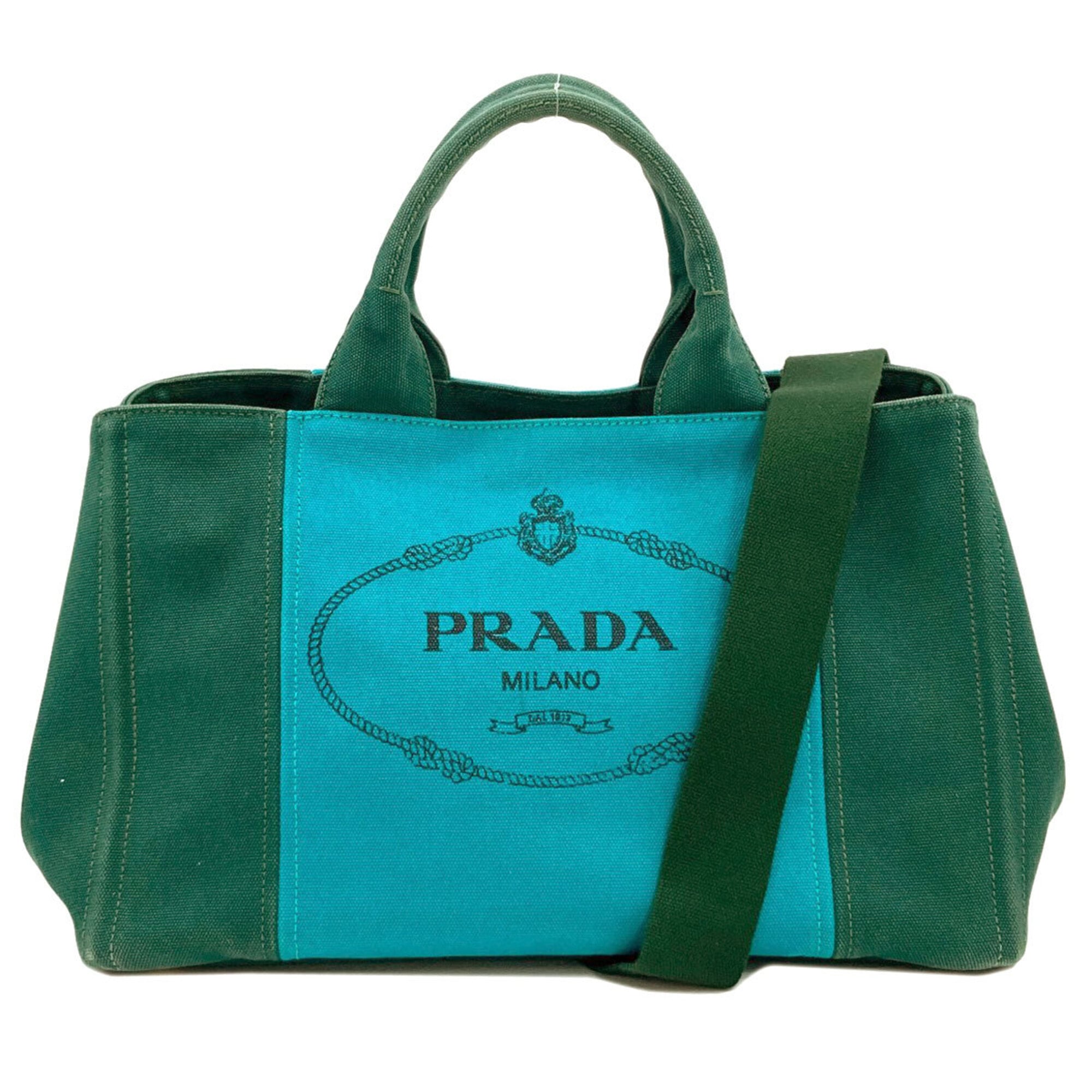Prada Green Canvas Handbag (Pre-Owned)