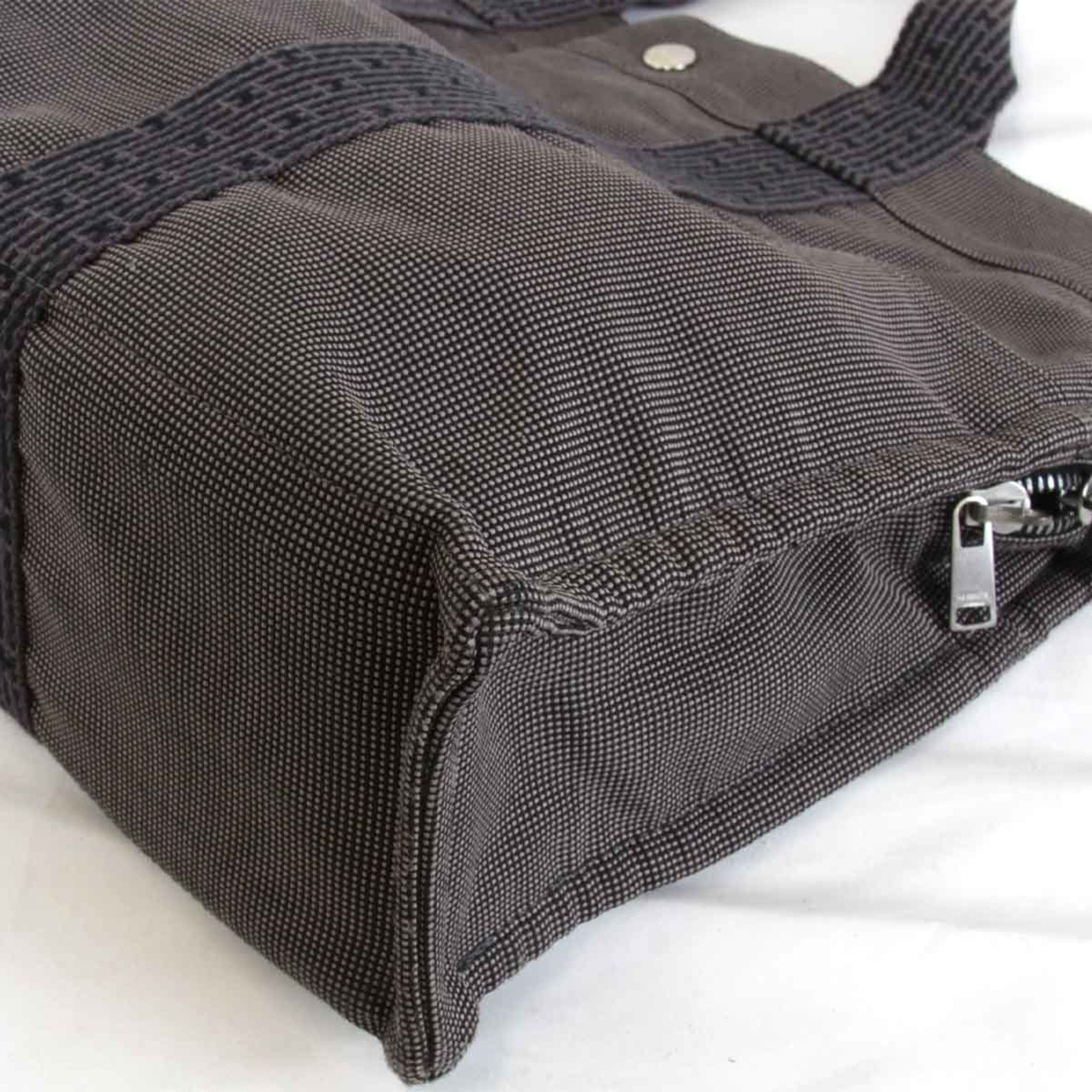 Hermes Gray Canvas Handbag (Pre-Owned)