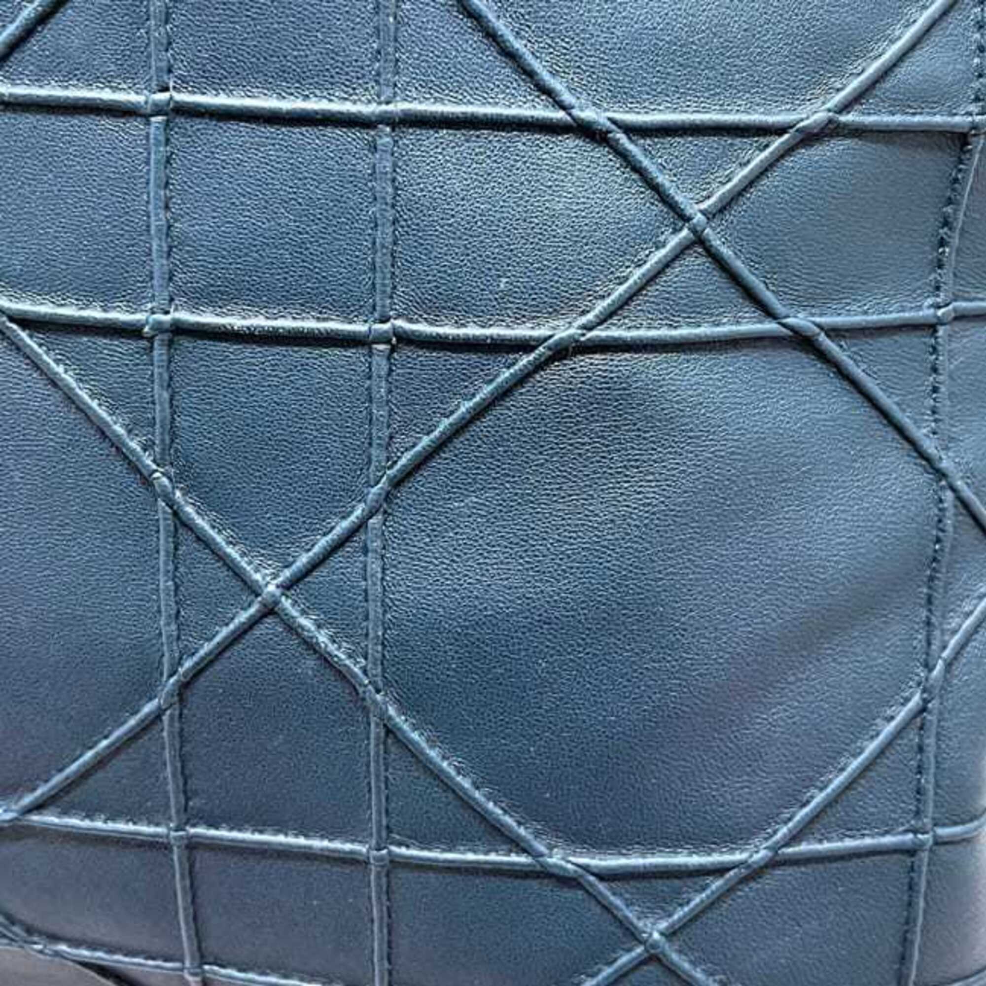 Christian Dior Green Blue Green Leather Handbag Tote Bag (Pre-Owned)