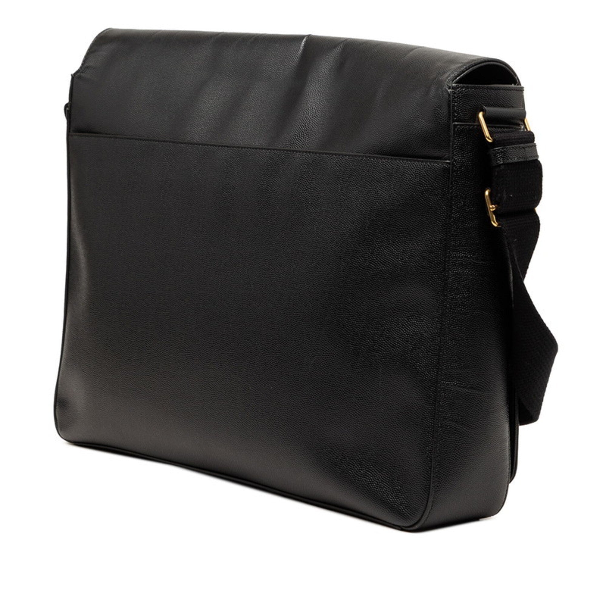 Saint Laurent Black Leather Messenger Bag Shoulder Bag (Pre-Owned)