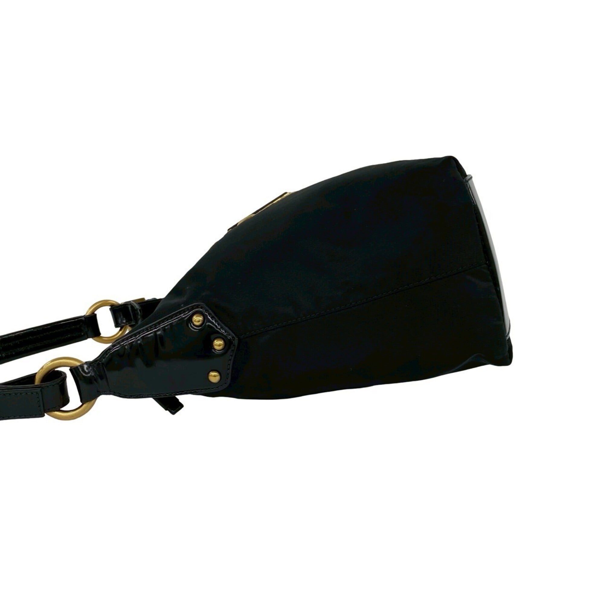 Prada Black Nylon Patent Leather Shoulder Bag (Pre-Owned)
