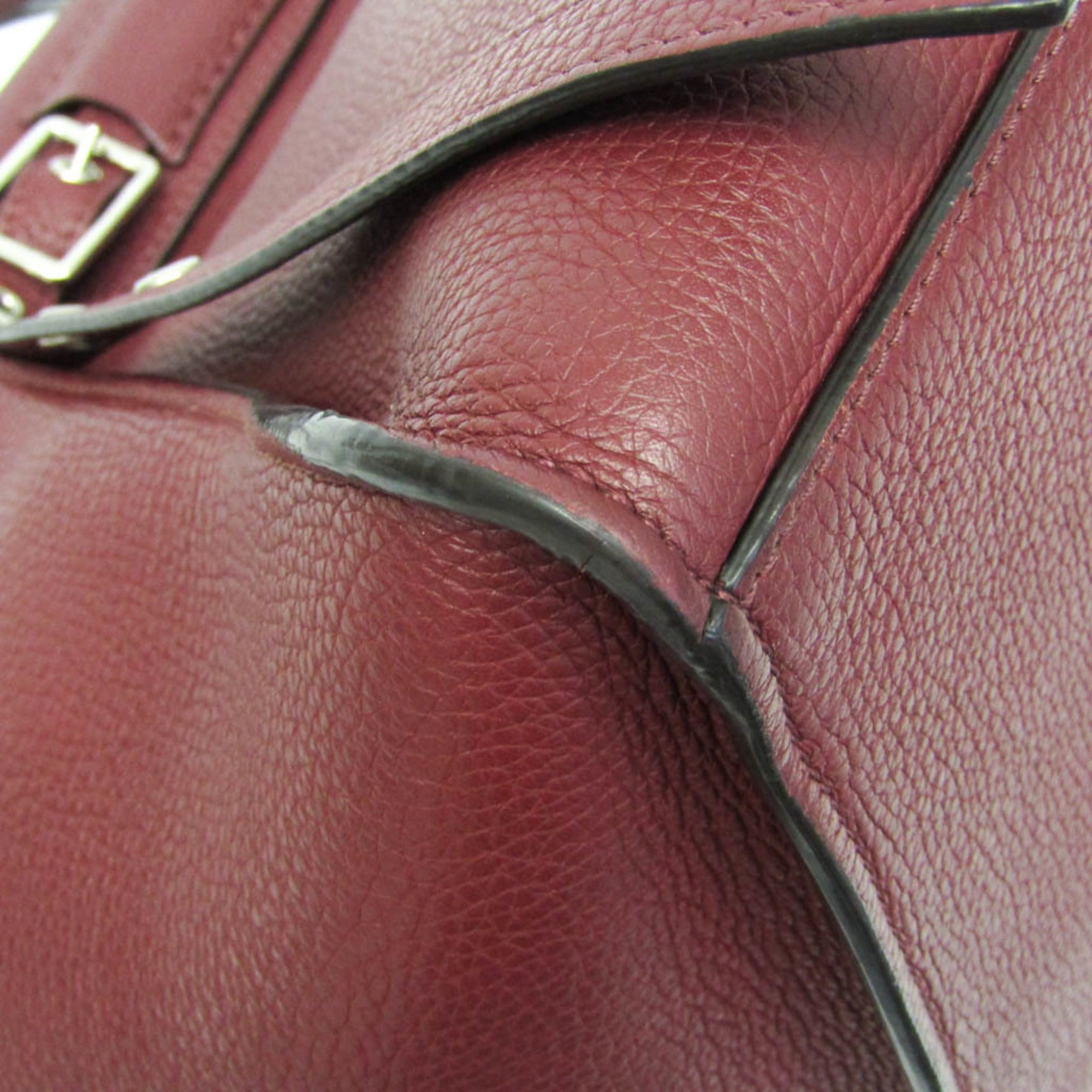 Celine Big Bag Smooth Leather Burgundy Leather Handbag (Pre-Owned)