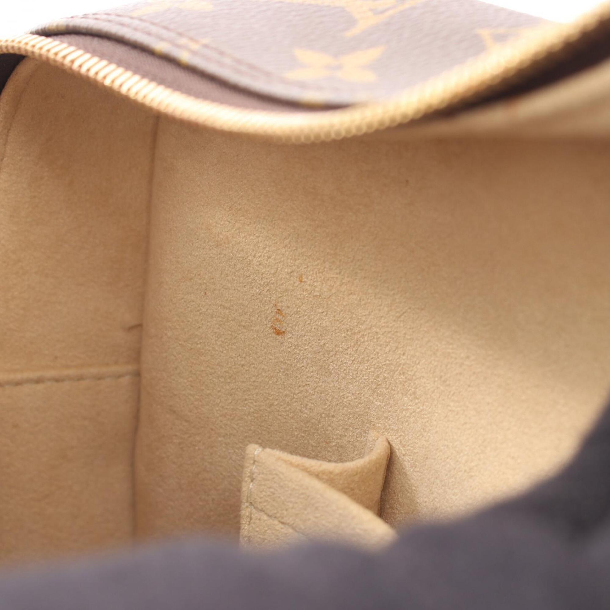 Louis Vuitton Brown Coated Canvas Leather Monogram Handbag Shoulder Bag (Pre-Owned)