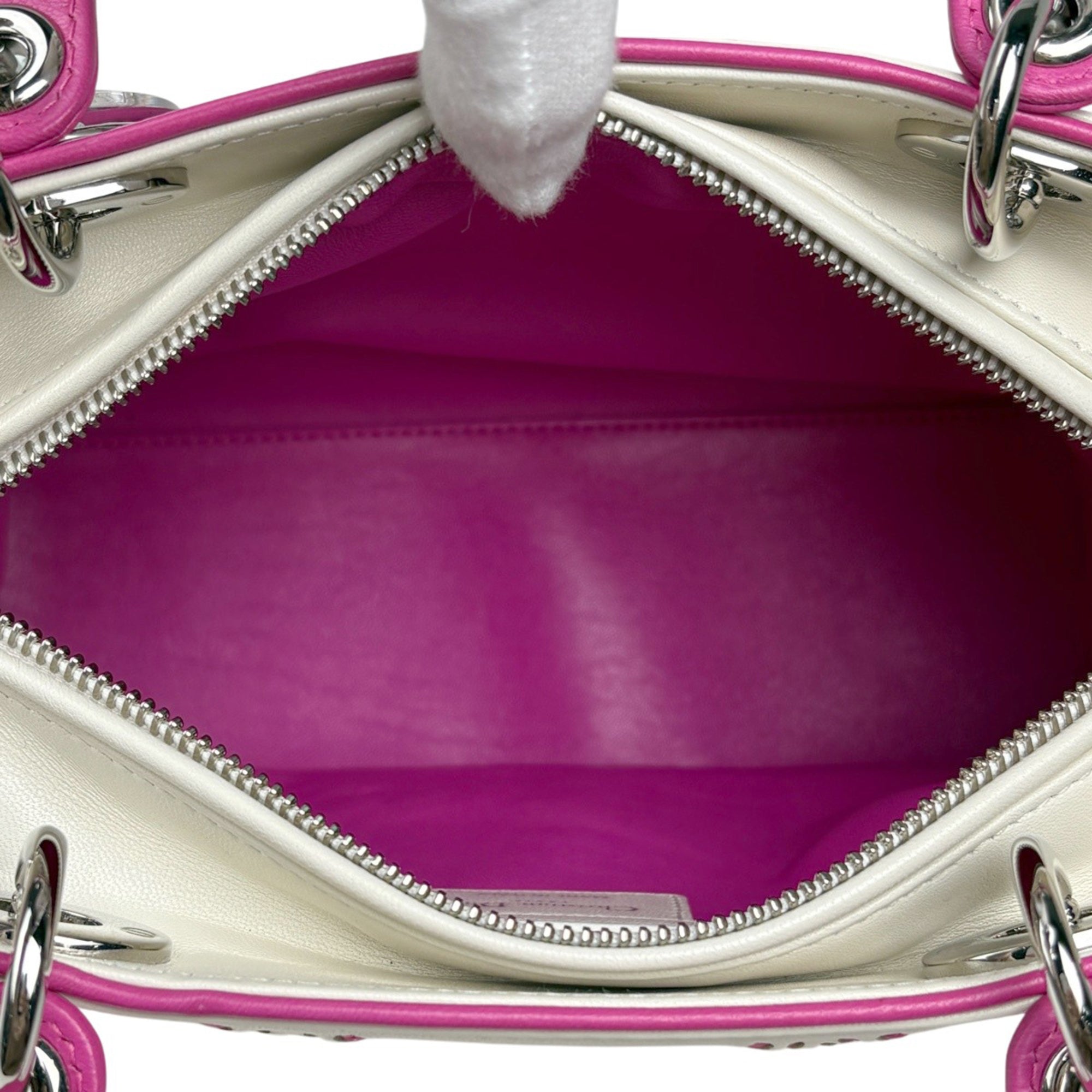 Christian Dior Pink White Leather Handbag (Pre-Owned)