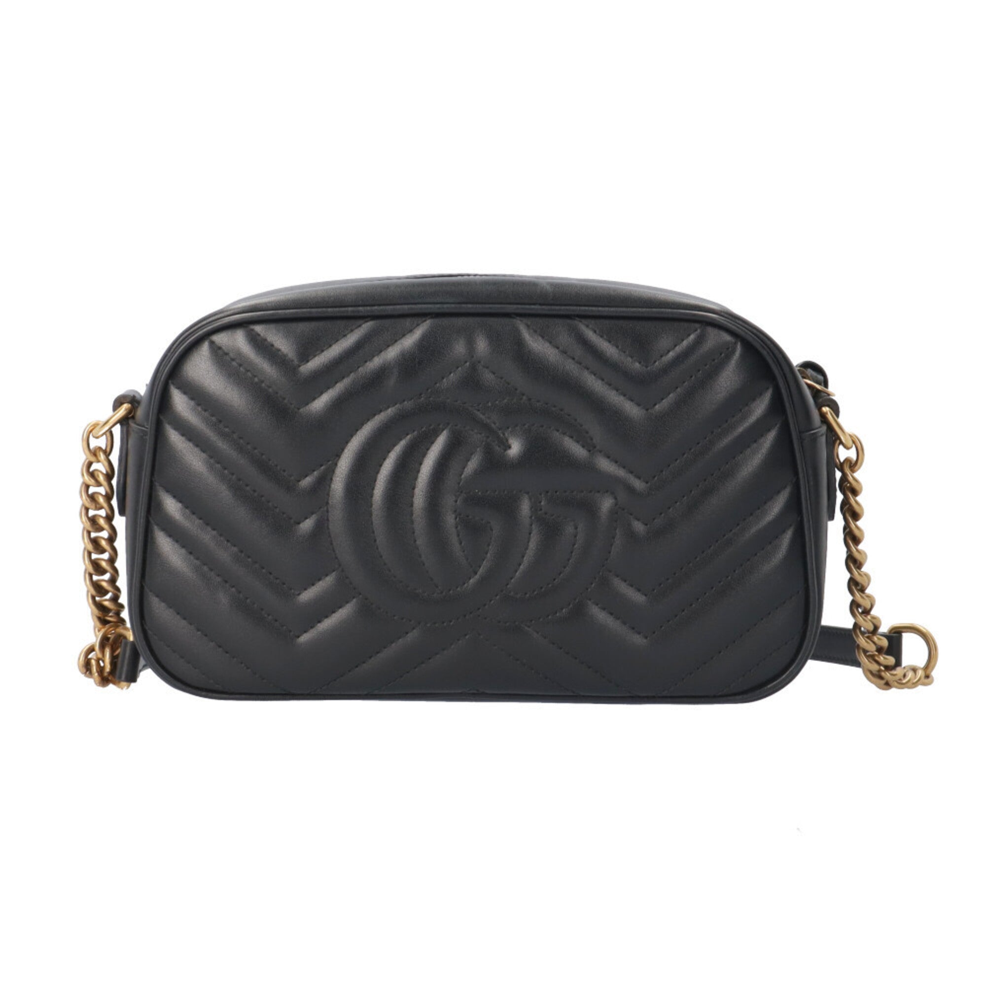 Gucci Gg Marmont Black Leather Handbag Shoulder Bag (Pre-Owned)