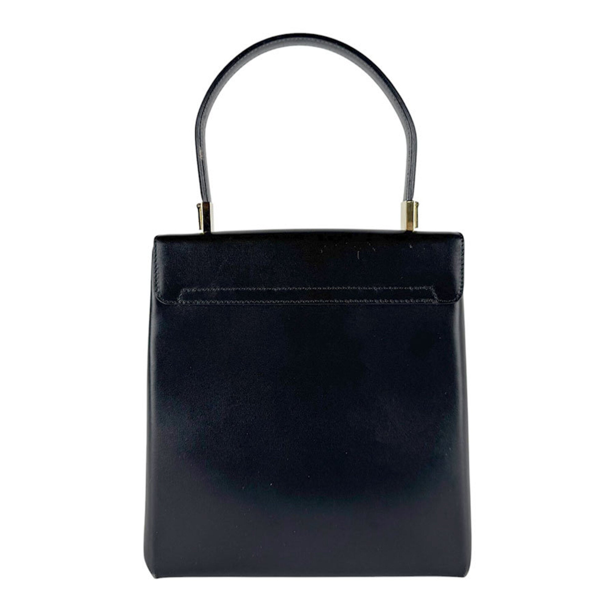 Salvatore Ferragamo Black Leather Handbag Shoulder Bag (Pre-Owned)