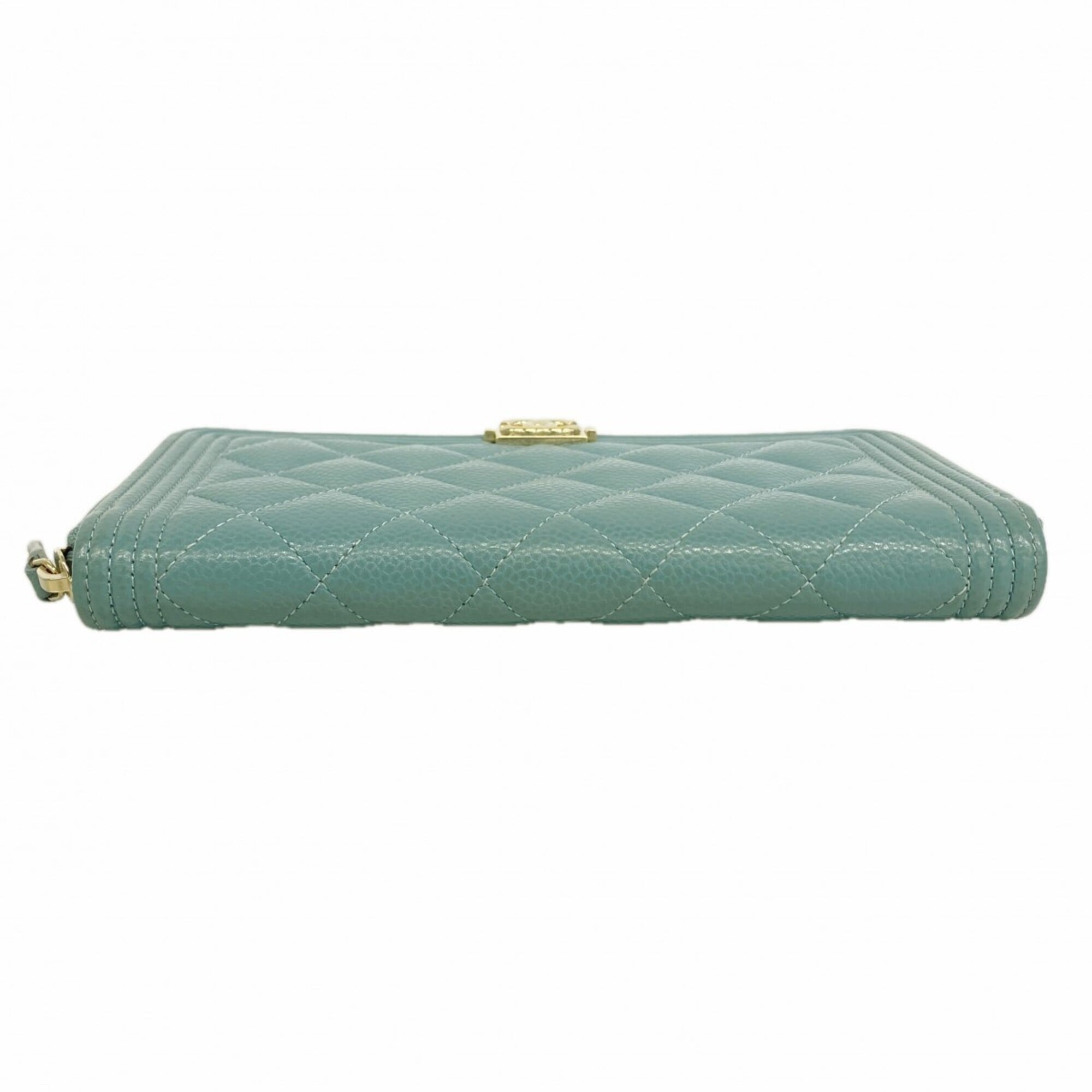 Chanel Blue Grained Calfskin Long Wallet (Bi-Fold) (Pre-Owned)