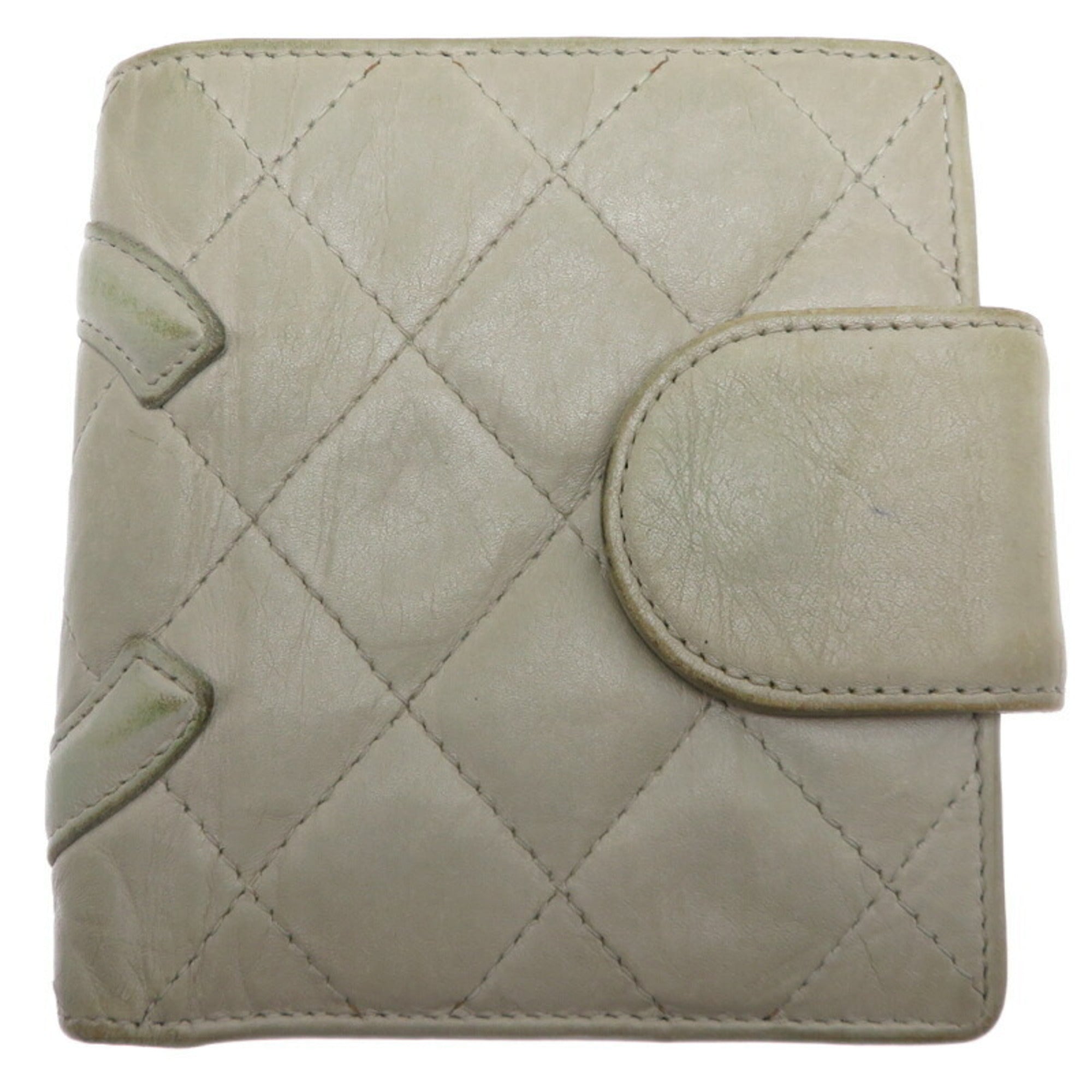 Chanel Gray Leather Wallet (Bi-Fold) (Pre-Owned)