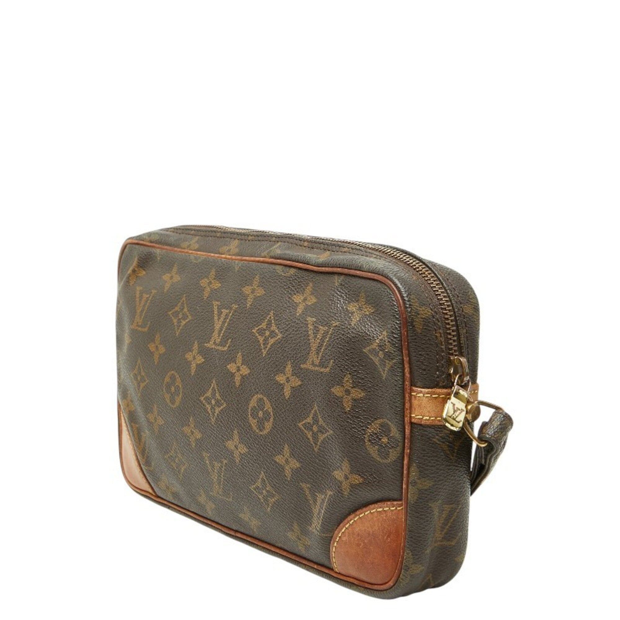 Louis Vuitton Brown Pvc Leather Clutch Bag (Pre-Owned)