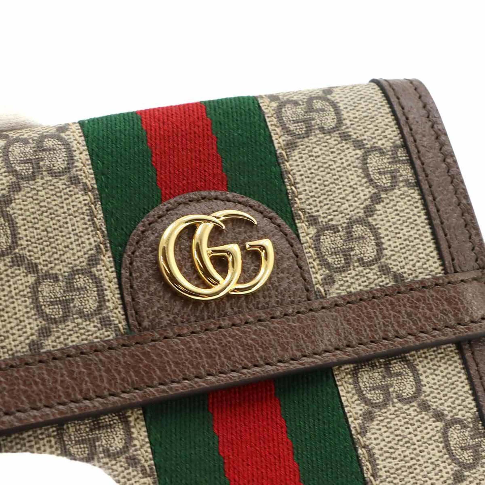 Gucci Beige Brown Gg Supreme Leather Wallet (Bi-Fold) (Pre-Owned)