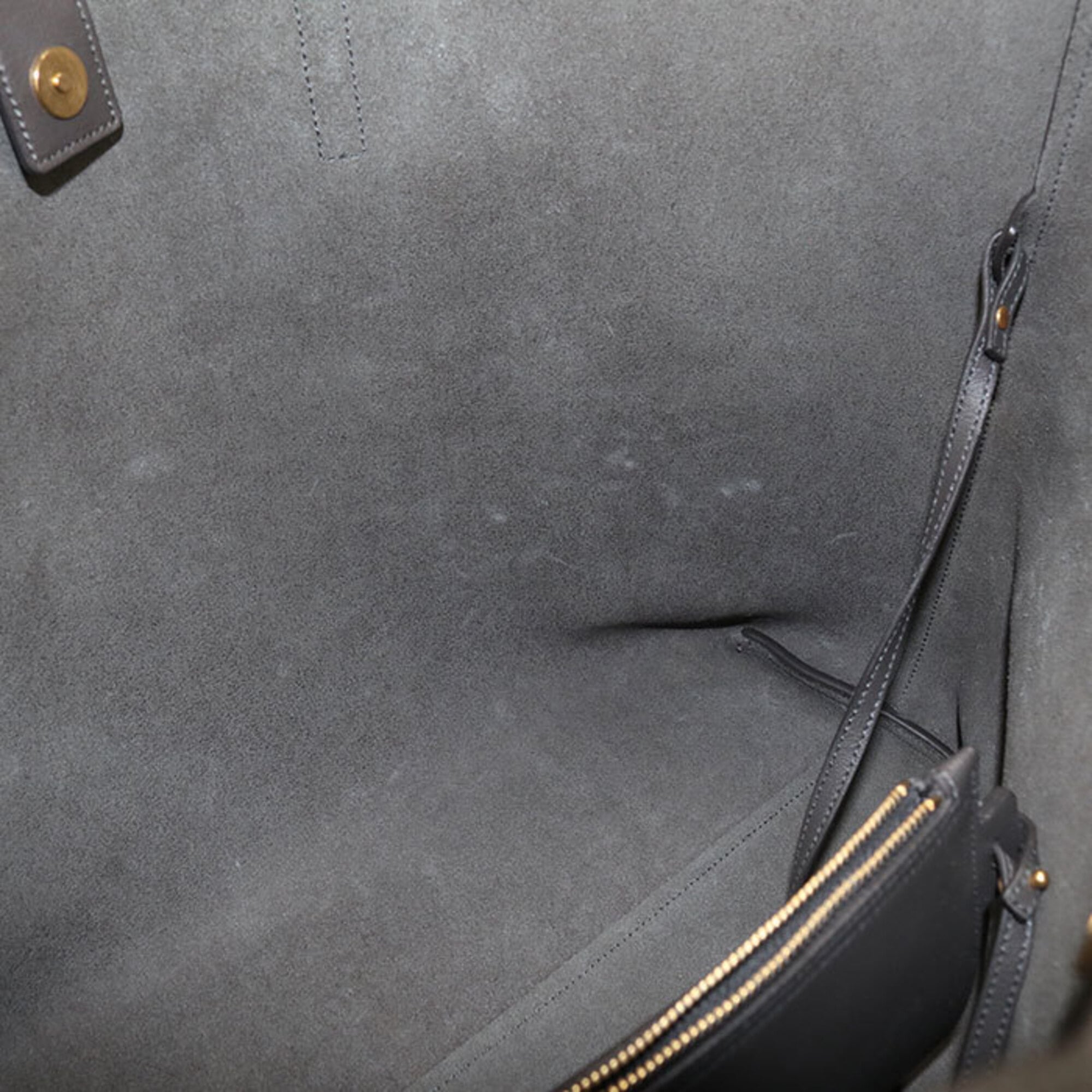 Saint Laurent Gray Leather Pouch Tote Bag (Pre-Owned)