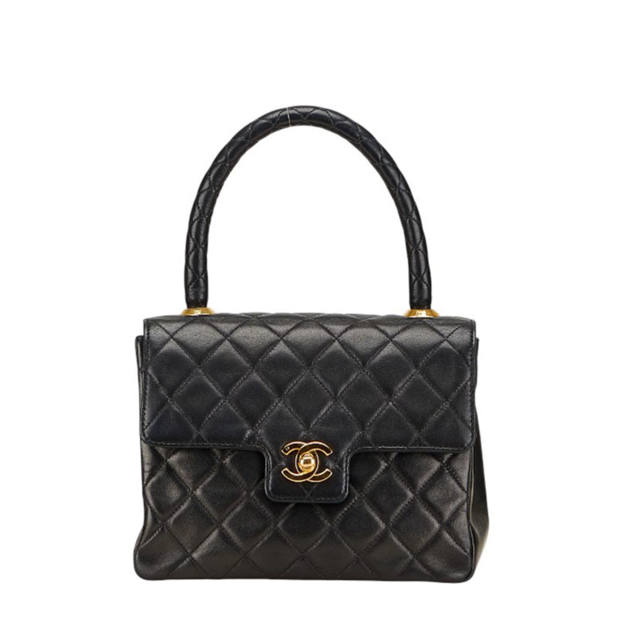 Chanel Matelasse Black Leather Handbag (Pre-Owned)