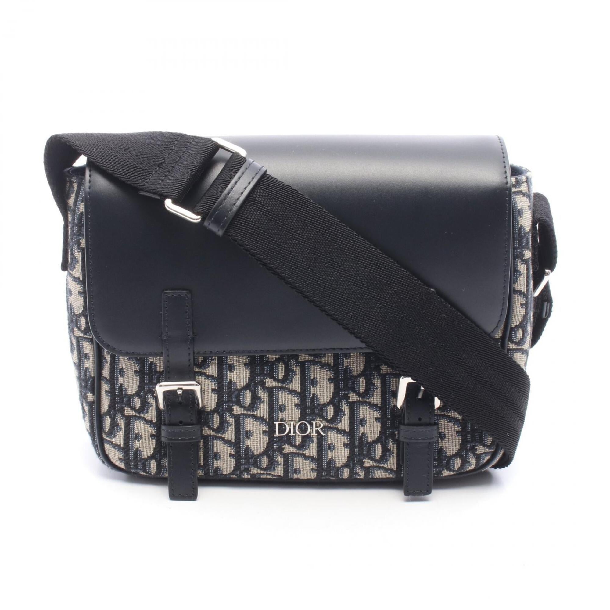 Christian Dior Beige Black Navy Canvas Handbag Messenger Bag Shoulder Bag (Pre-Owned)