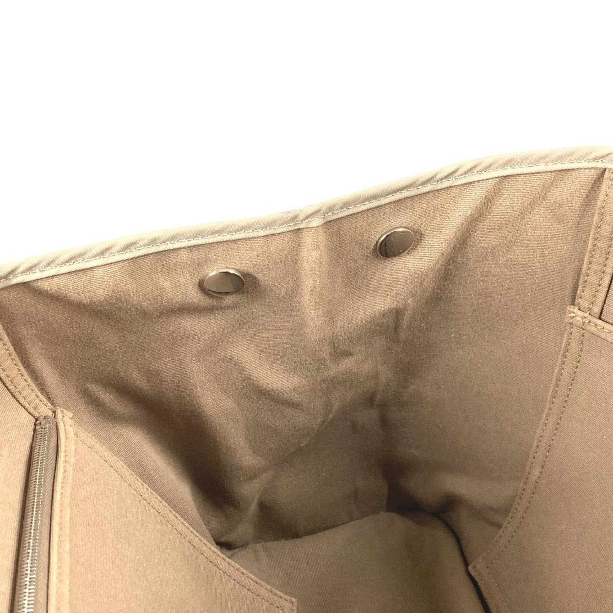 Hermes Beige Yellow Leather Canvas Shoulder Bag Tote Bag (Pre-Owned)